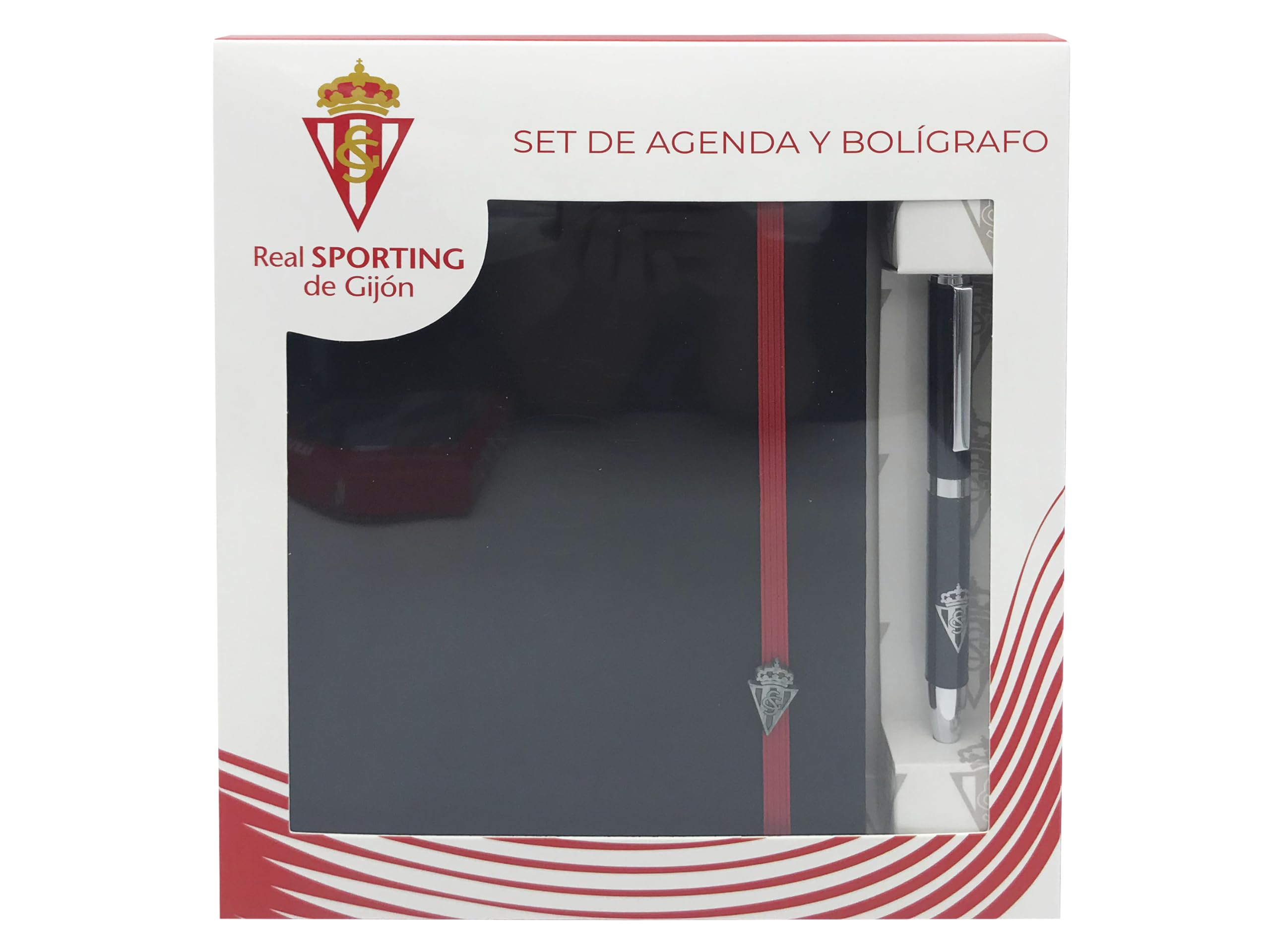 CYPBRANDS Sporting de Gijón Diary and Pen Set Stationery Gift Set Black Official Product