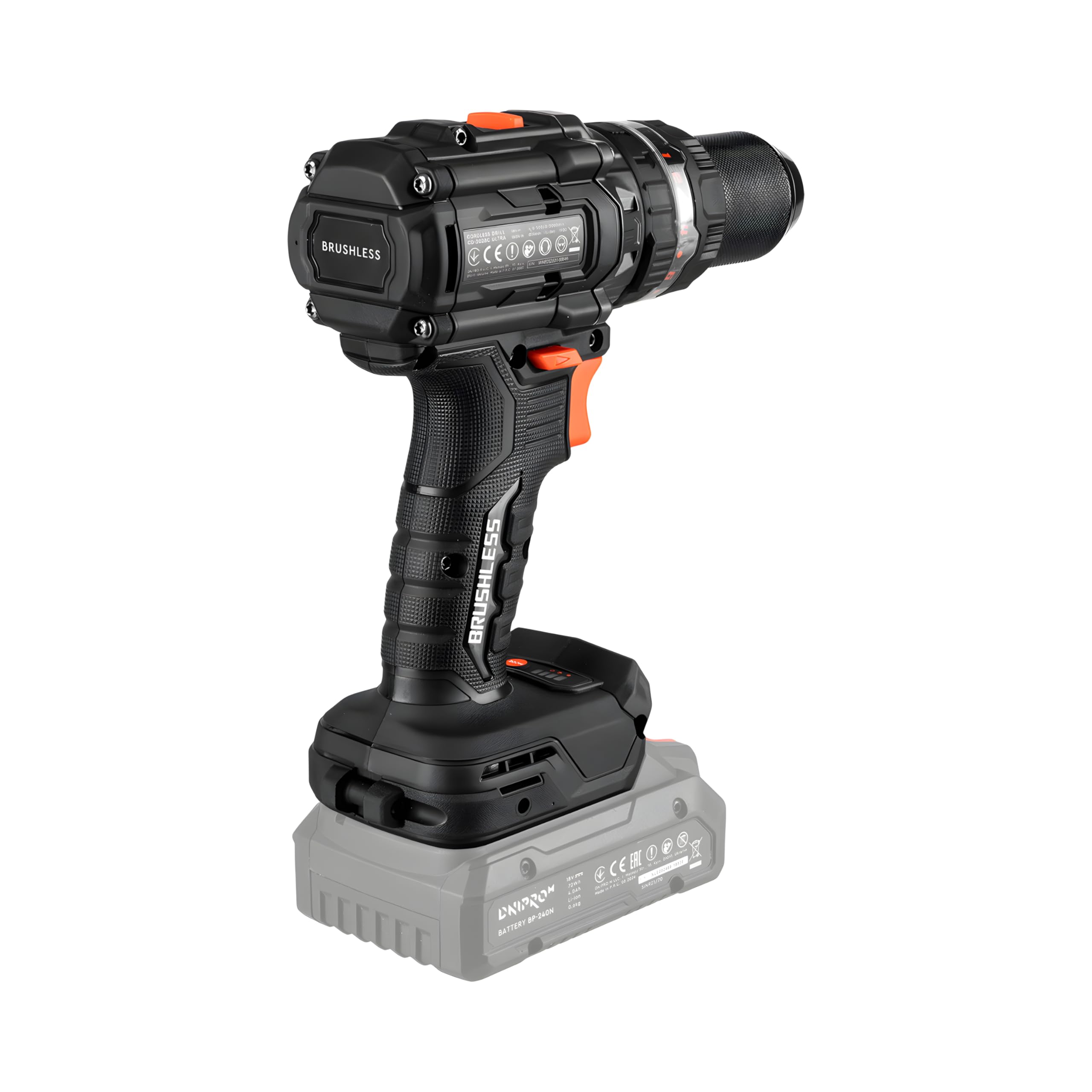 Taladro Atornillador a Batería 20V Sin Escobillas, 160 Nm, Portabrocas 13mm, Solo 1,1 kg - CD-202BC ULTRA + Batería 4.0Ah + Cargador + Maletin