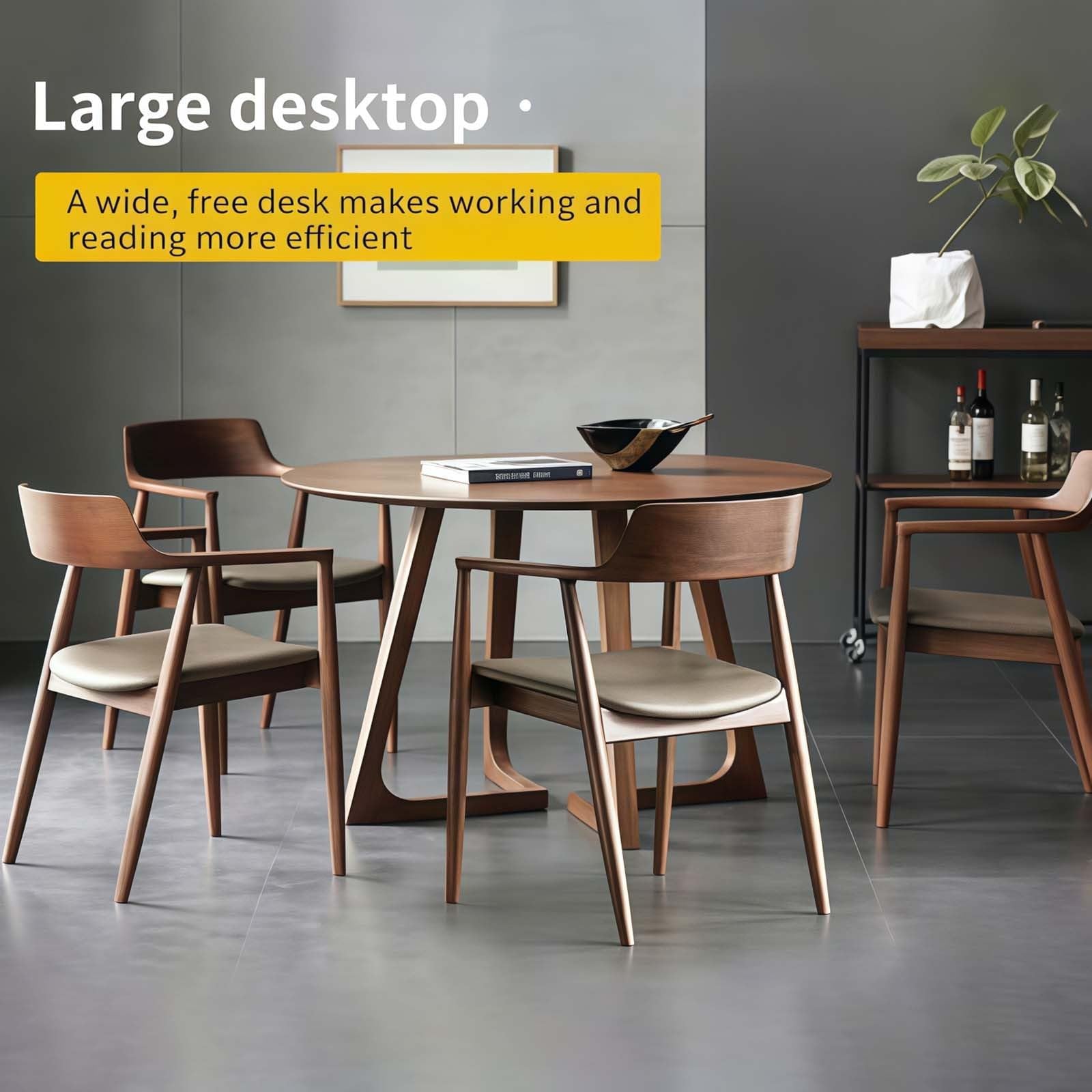 MidCentury - Tavolo da pranzo rotondo moderno in legno massello con base a V e design salvaspazio, facile da montare, ideale per sala da pranzo e soggiorno, 80 cm, set da 4 pezzi