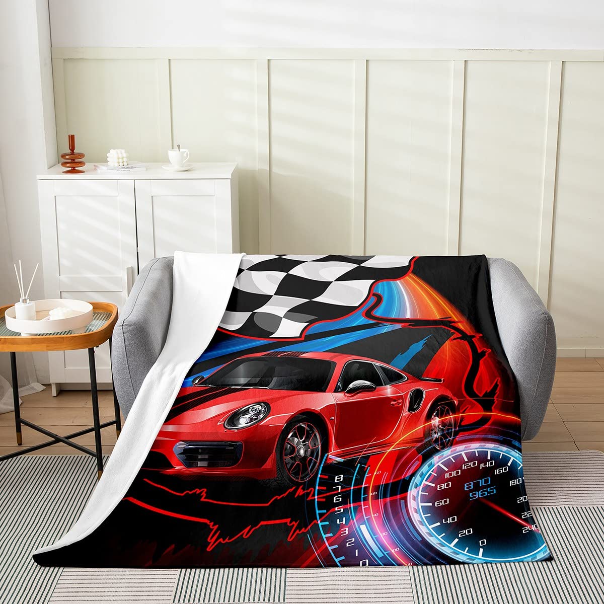 Amazon.com: Red Car Fleece Blanket 60X80 Inch Racing Extreme Sports Flannel  Blanket Home Sofa Decor Black and White Grid Plaid Throw Blanket for Boys  Girls Adult Teens : Home u0026 Kitchen