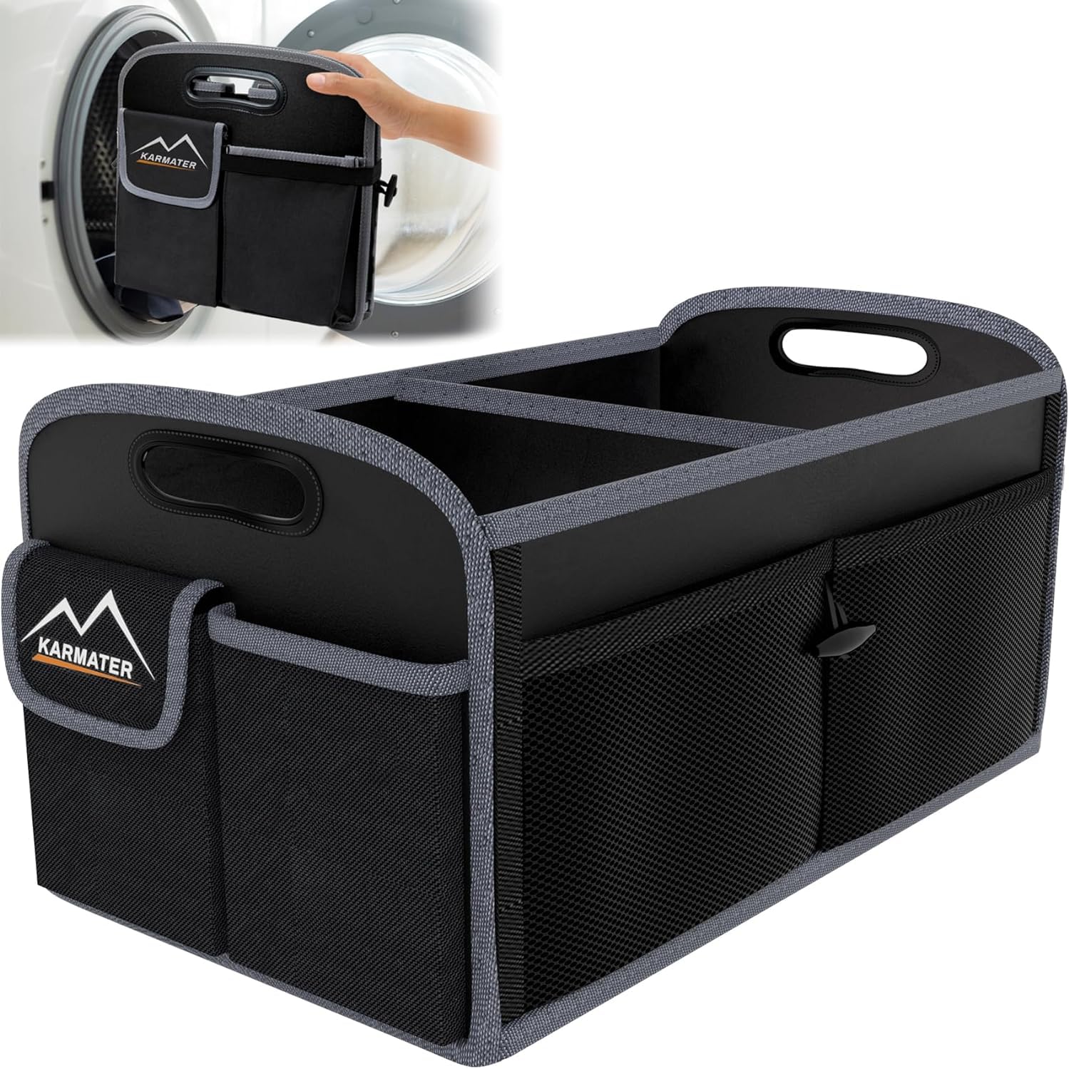 M KARMATER Kofferraum Organizer: 70L Wasserdichte Kofferraumtasche Mit 2 Großen und 6 Kleinen Fächern - Langlebige Box Für Auto