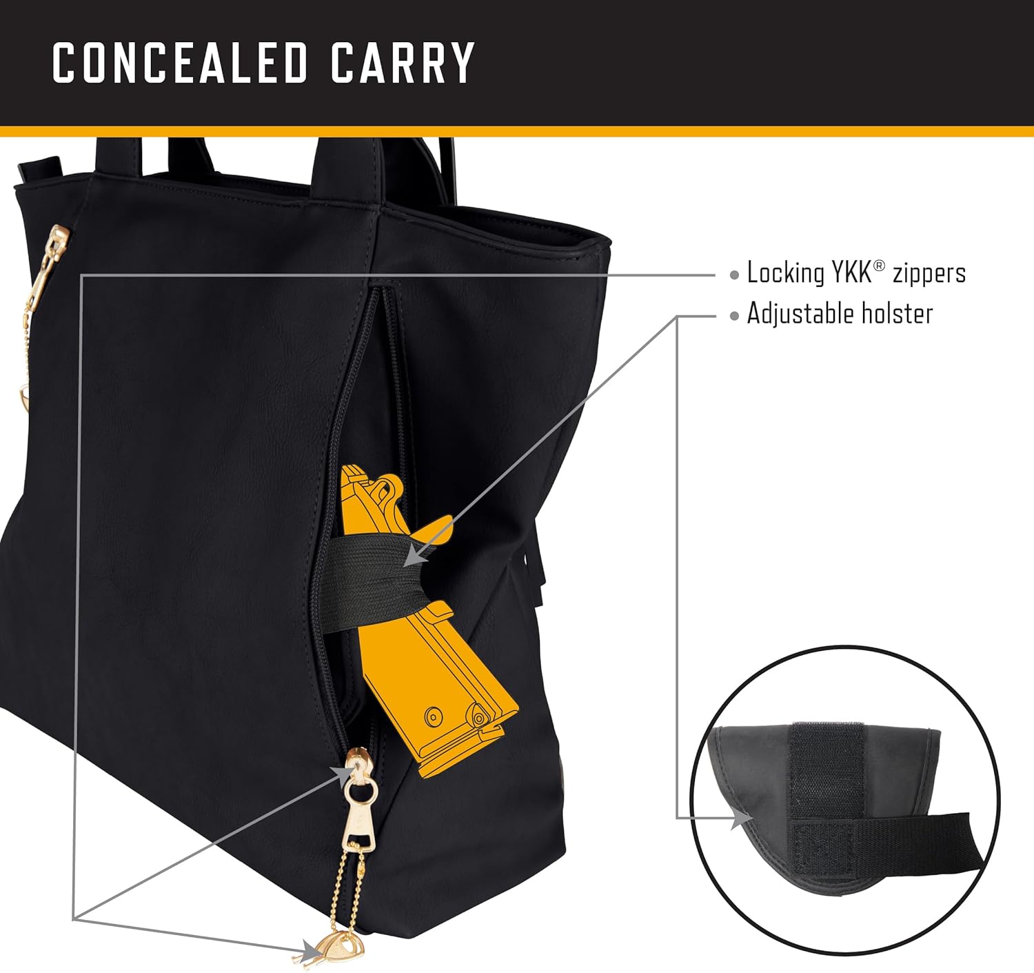 Browning Women's Concealed Carry Alexandria Purse, Premium Holstered Handbag With Safety Locking Option, Black - Image 3