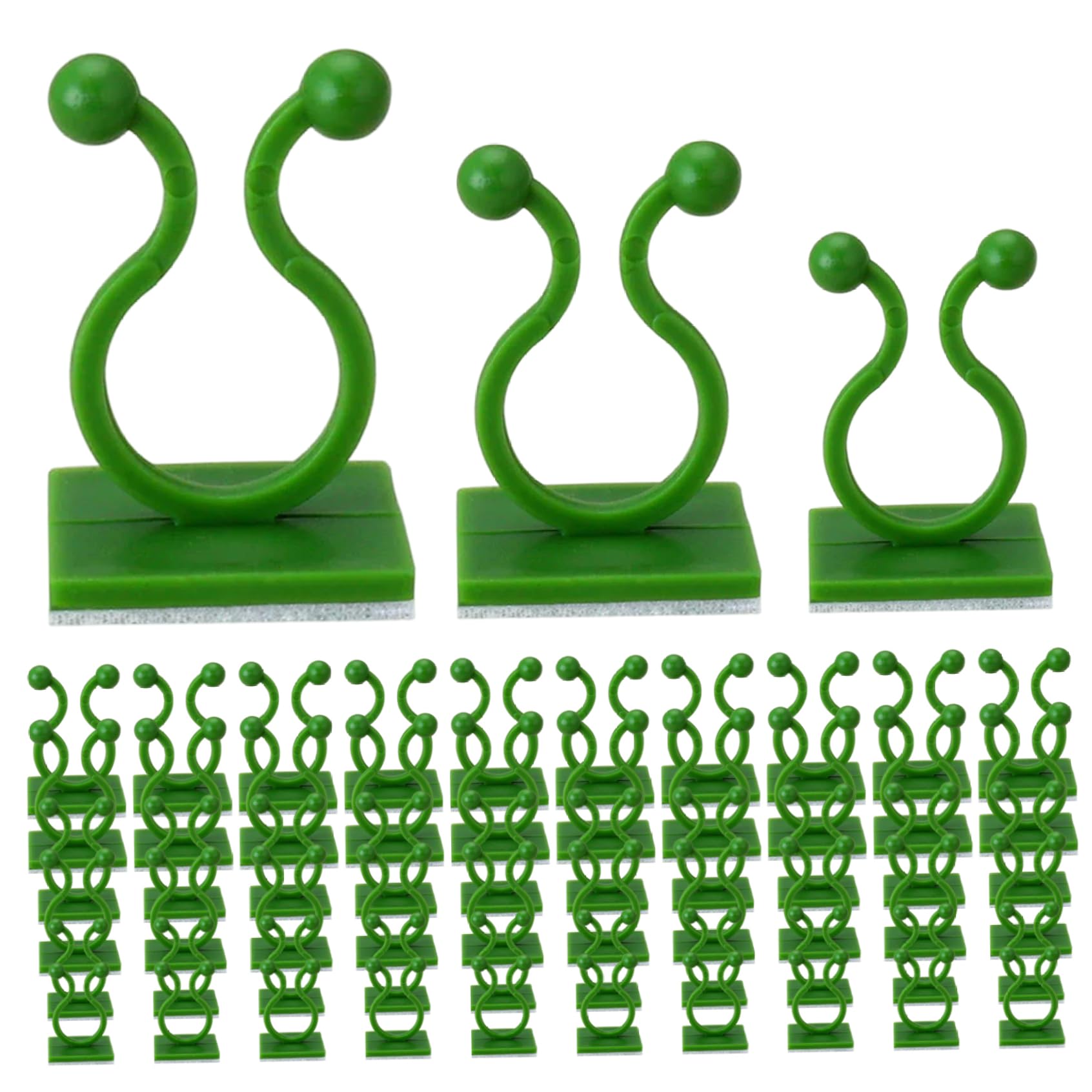Wedhapy Plant Clips for Climbing Plants 110Pcs Plant Clips, 3 Different Sizes Green Self-Adhesive Support for Vine Branches, Wires and Cables