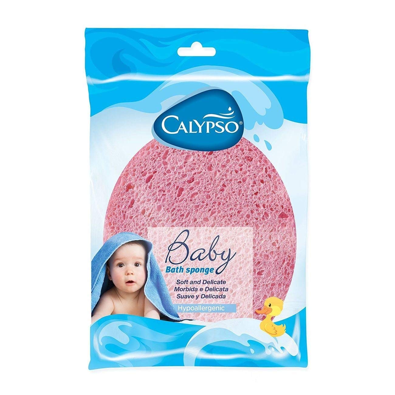 Calypso Éponge de bain naturelle ronde en coton et lin jaune pour bébés