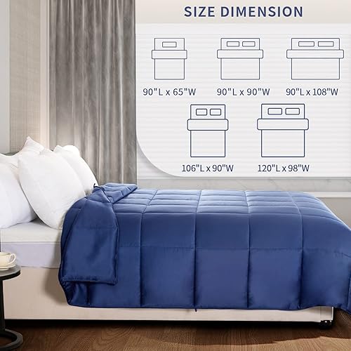 Miniatura 4 de NEXHOME PRO Edredón refrescante de viscosa de bambú, tamaño Queen, color azul marino, ligero, orgánico, natural, edredón fresco para dormir con