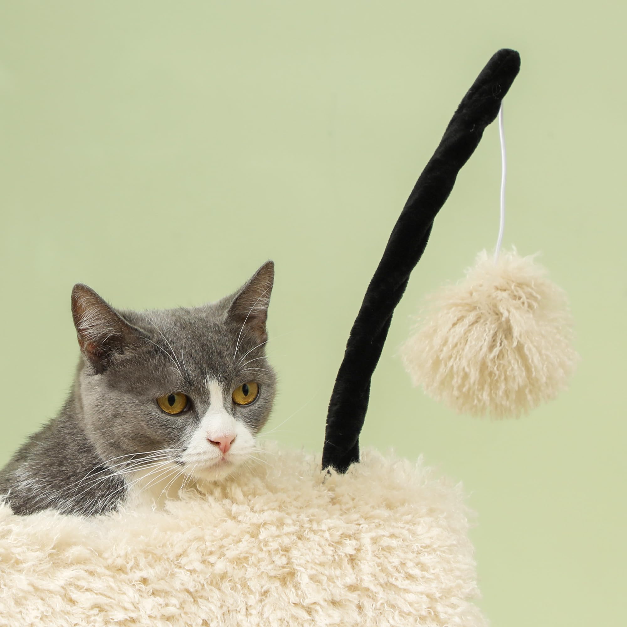 PawHut Kratzbaum Schaf-Design für Katzen bis 5 kg Tunnel 98 cm Hellbraun | Katzenturm, Kratzpfosten, Spielball, Mehrstöckiger Katzenkratzbaum, Kletterbaum