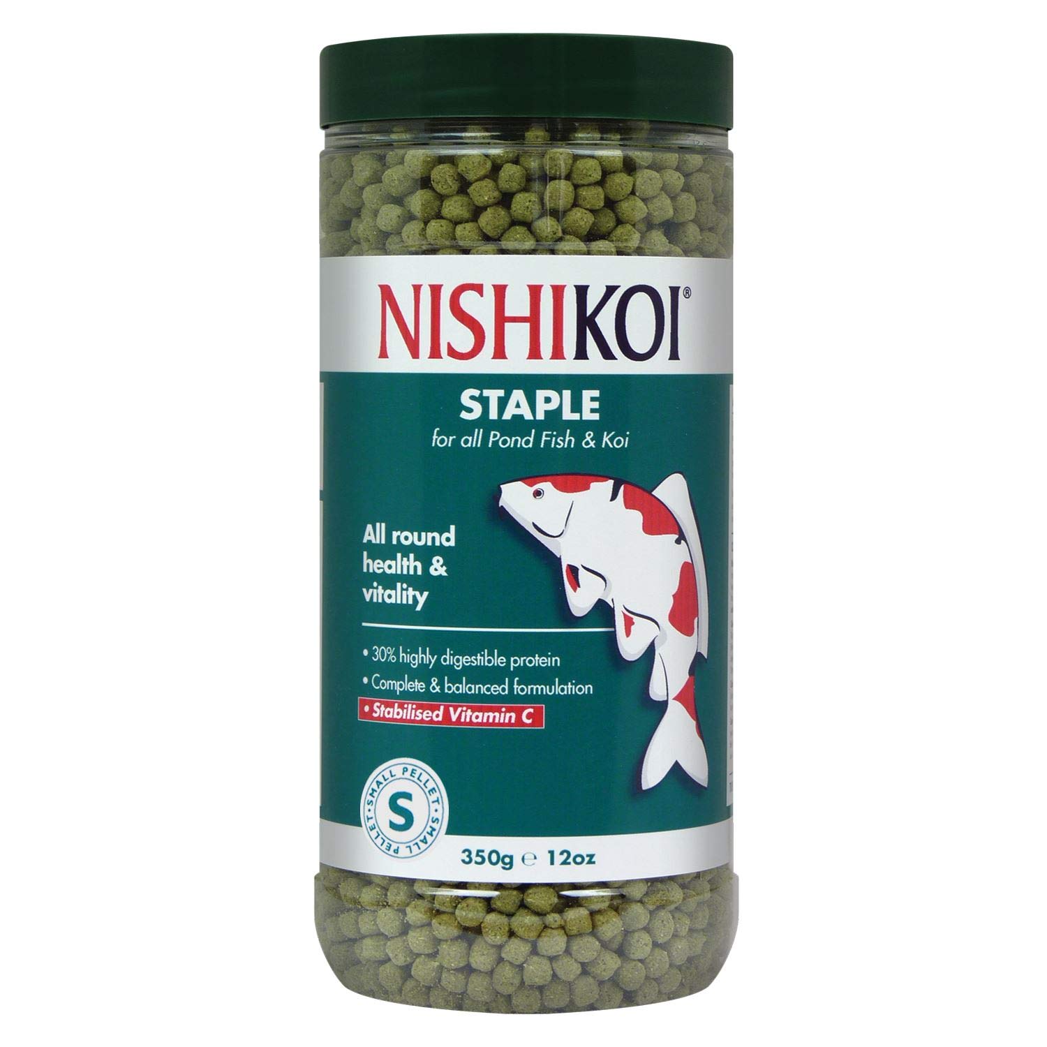Nishikoi. Pond Staple Floating Fish Food Feed Koi Diet Health Growth Pellets (Staple small 350g tube)