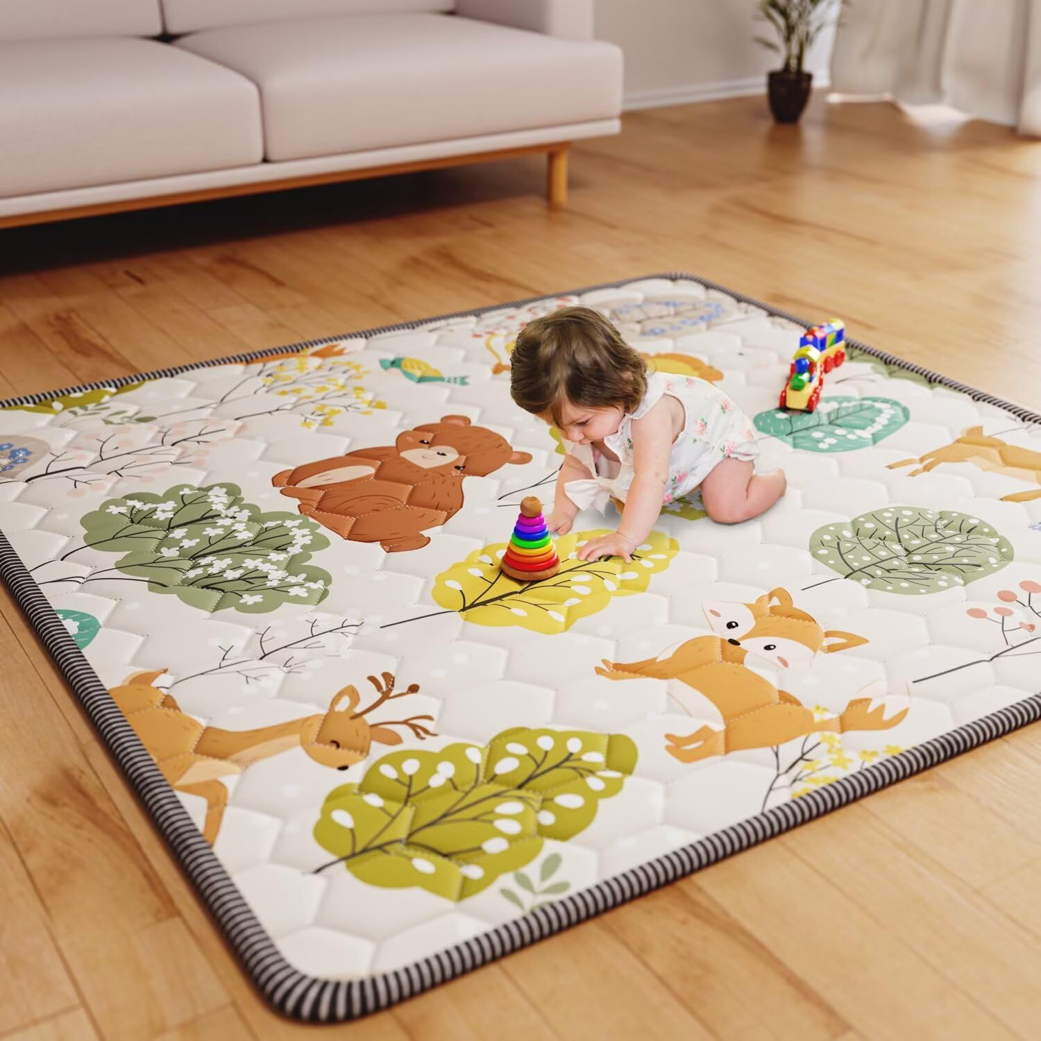 Alfombra de juego para bebés de 50 x 50 cm, impermeable, antideslizante, acolchada, para gatear, para actividades boca abajo, 50 x 50 cm, color zorro
