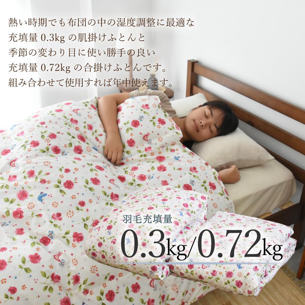 Amazon｜丸八真綿 羽毛布団 日本製 シングル 肌掛け 0.3kg 合掛け 0.72