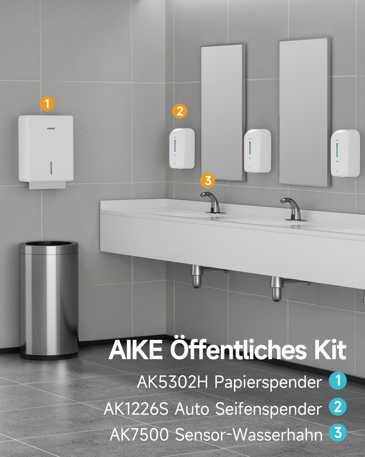 AIKE Verbreiterter Papierhandtuchspender, 400-Blatt Wandmontage Für H2, H3, Z/V/C-Falz & Multi-Falz (für Größe ≤25,2 * 11,5cm), AK5302H