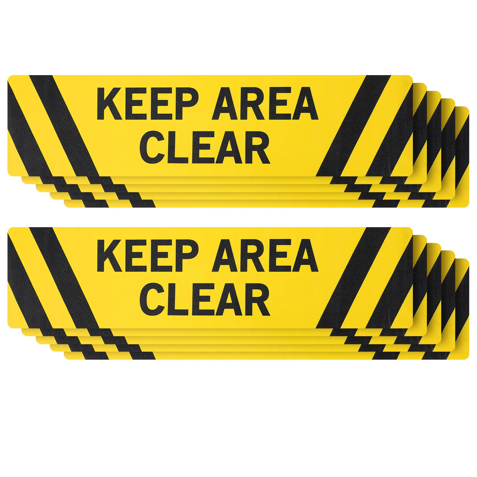 YooNotee 10 pack Keep Area Clear Anti Slip Adhesive Floor Sign 6" x 24" Keep Area Clear Non Slip Floor Marker Vinyl Decal Protect Your Business Work Place Customers Black on Yellow