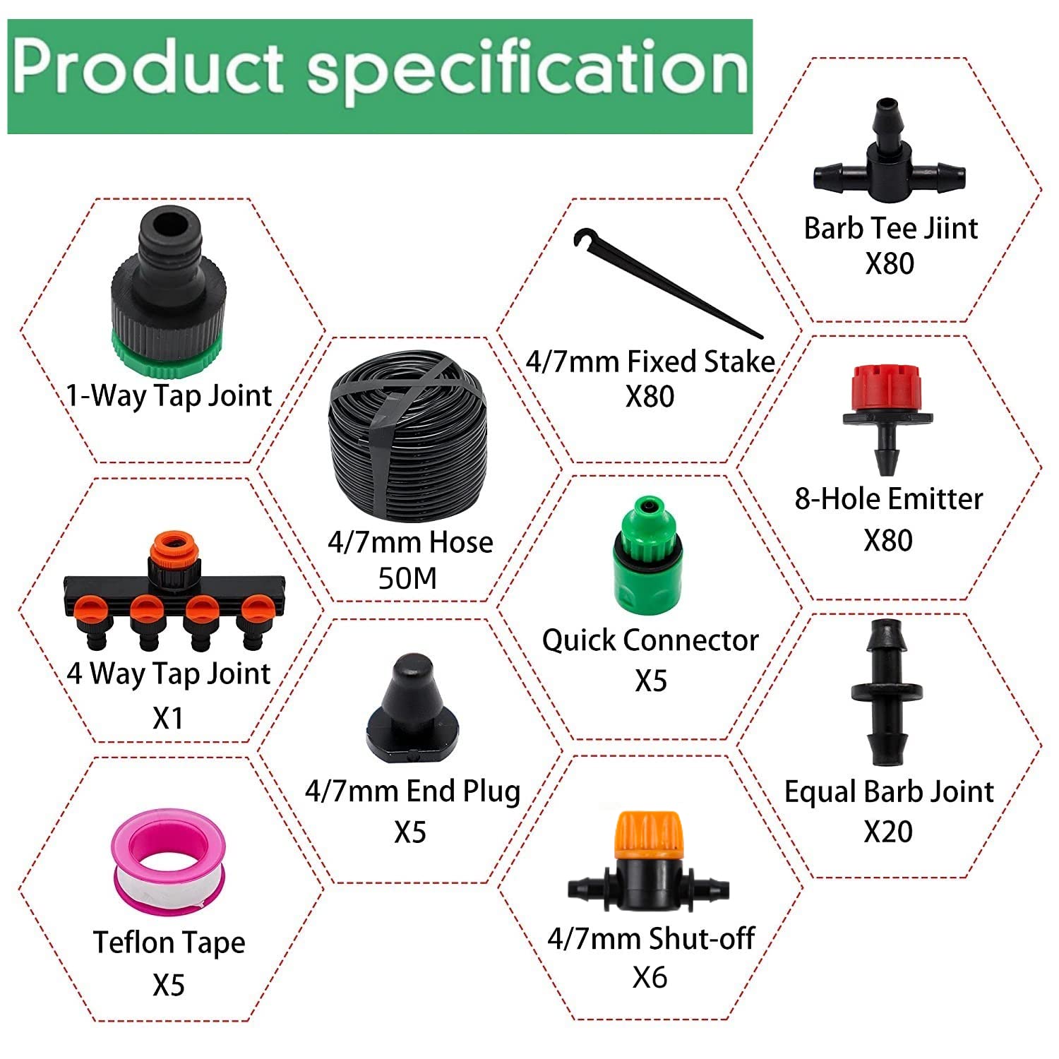 Kit per sistema di irrigazione a goccia da 73 pezzi, sistema di irrigazione automatico per giardino da 70m/230FT con tubi di bloccaggio da 1/4 e 1/2 | Leroy Merlin