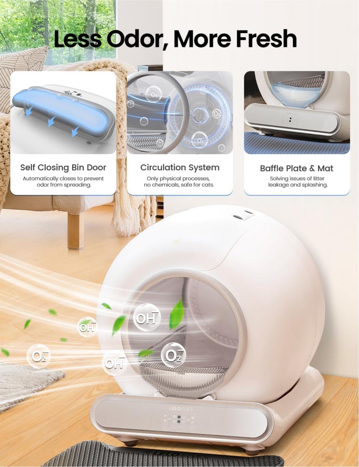 Lettiera Gatto Autopulente Grande 65L, Controllo APP Wi-Fi, Lettiera Automatica Intelligente per Gatti Multipli, Sicurezza Anti-Incastro, Silenziosa, Controllo Professionale Odori per Chat