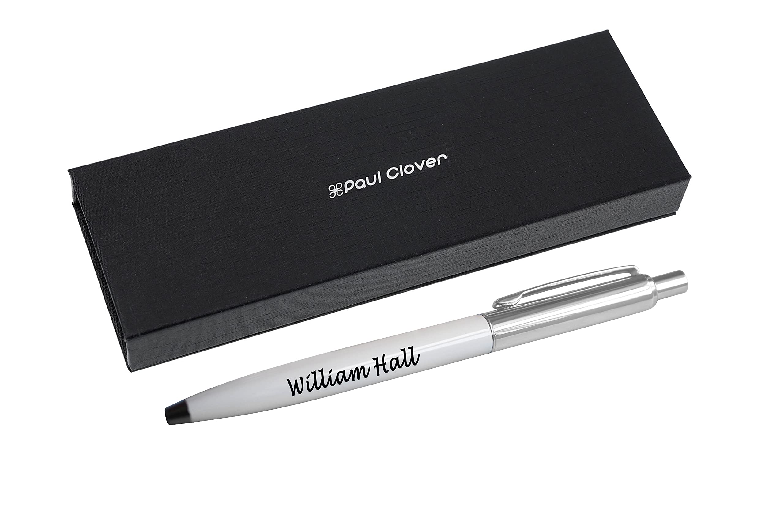 Personalised Engraved Chrome Custom Ballpoint Pen for Men, Personalised Pens For Women, Fancy Pen Sets for Ladies, Engraved Pen Gift, Luxury pens Box – Box and Velvet Pouch Options (Black Ink)