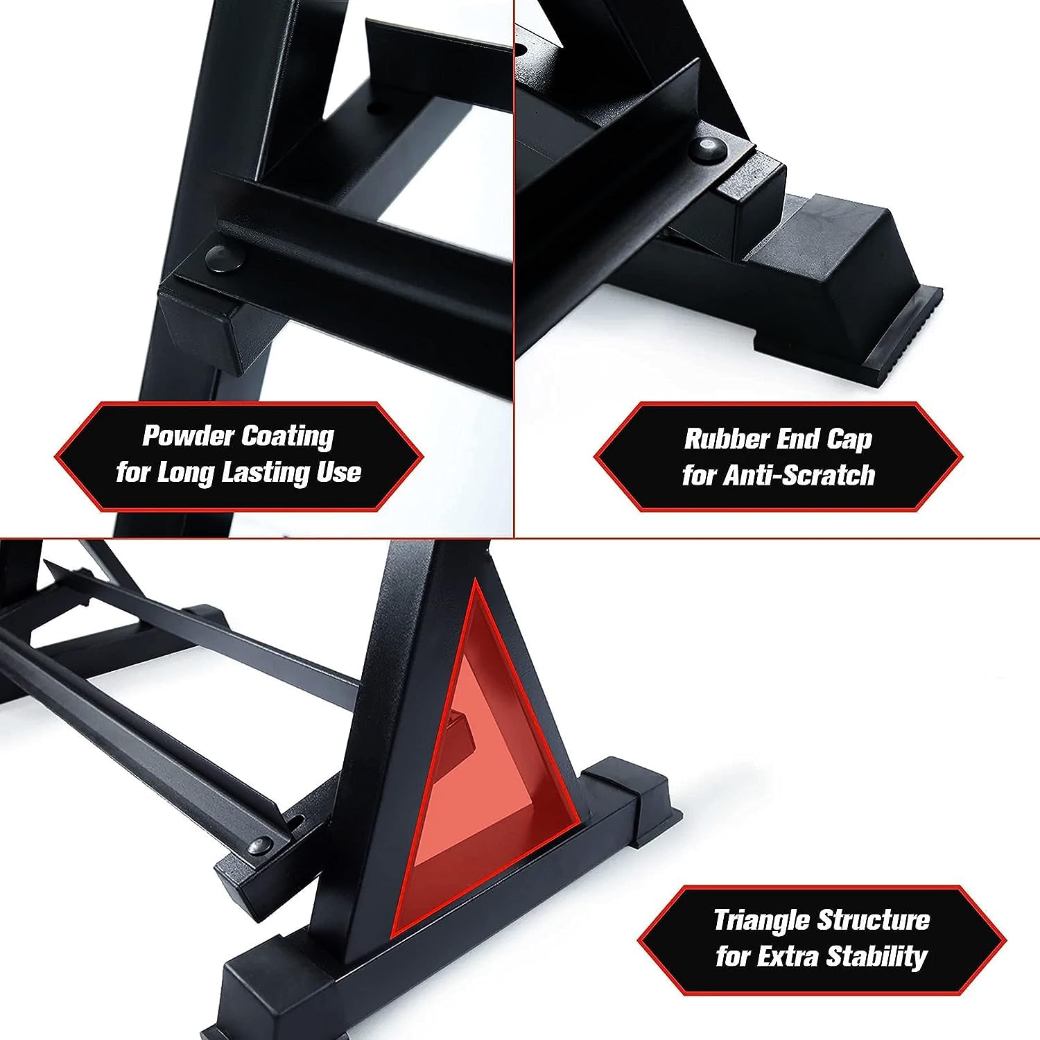 Zlinke Hantelständer Kurzhantelablage, 3 Regale Dumbbell Rack Multilevel Weight Storage Organizer 45 x 96 x 86 cm für Home Gym, Gewicht Rack für Hanteln, Kettlebells 500 Kilogramm