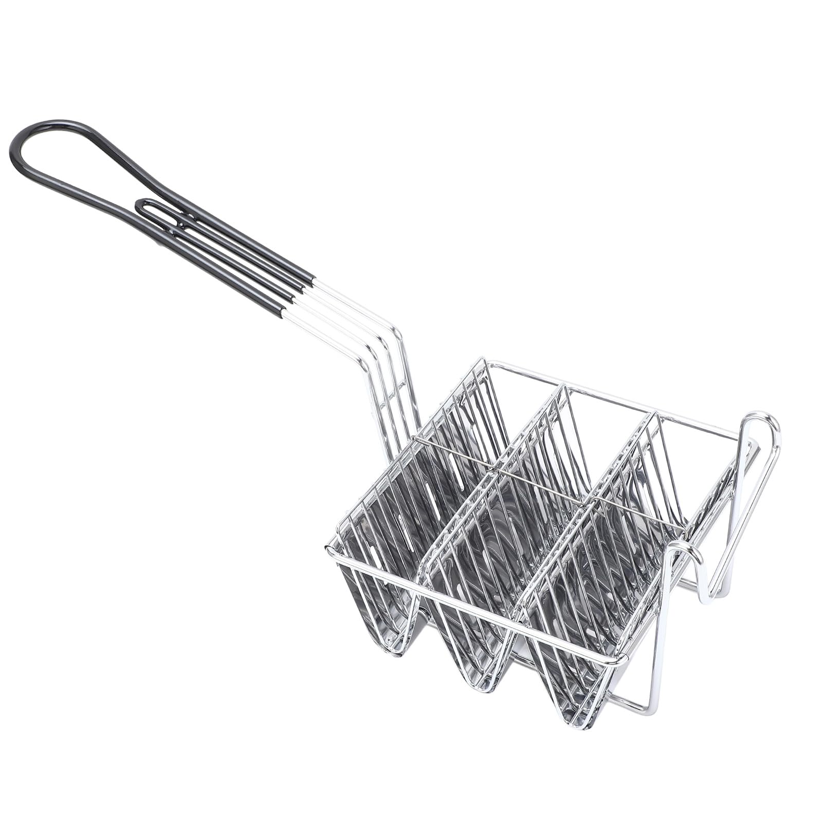 Fyearfly Cesta para freír tacos de acero inoxidable, diseño en forma de V, fácil agarre, apta para lavavajillas