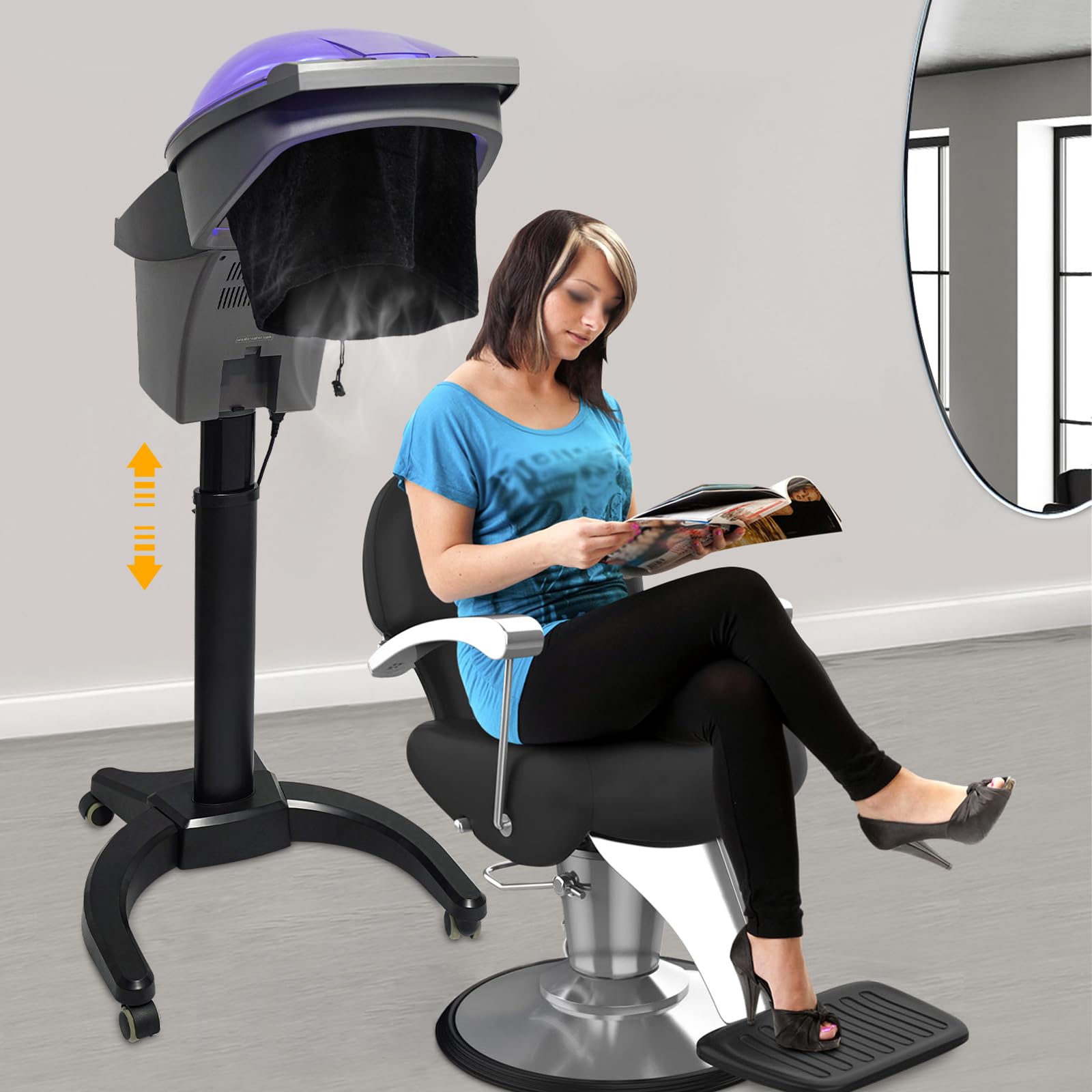 Hair Steamer 700W Free Standing Hair Care Machine Hooded Steam Cap Professional Steamer for Deep Conditioning Hair Humidifier Moisturising Hydration System Sprayer for Home Salon Spa Personal Care