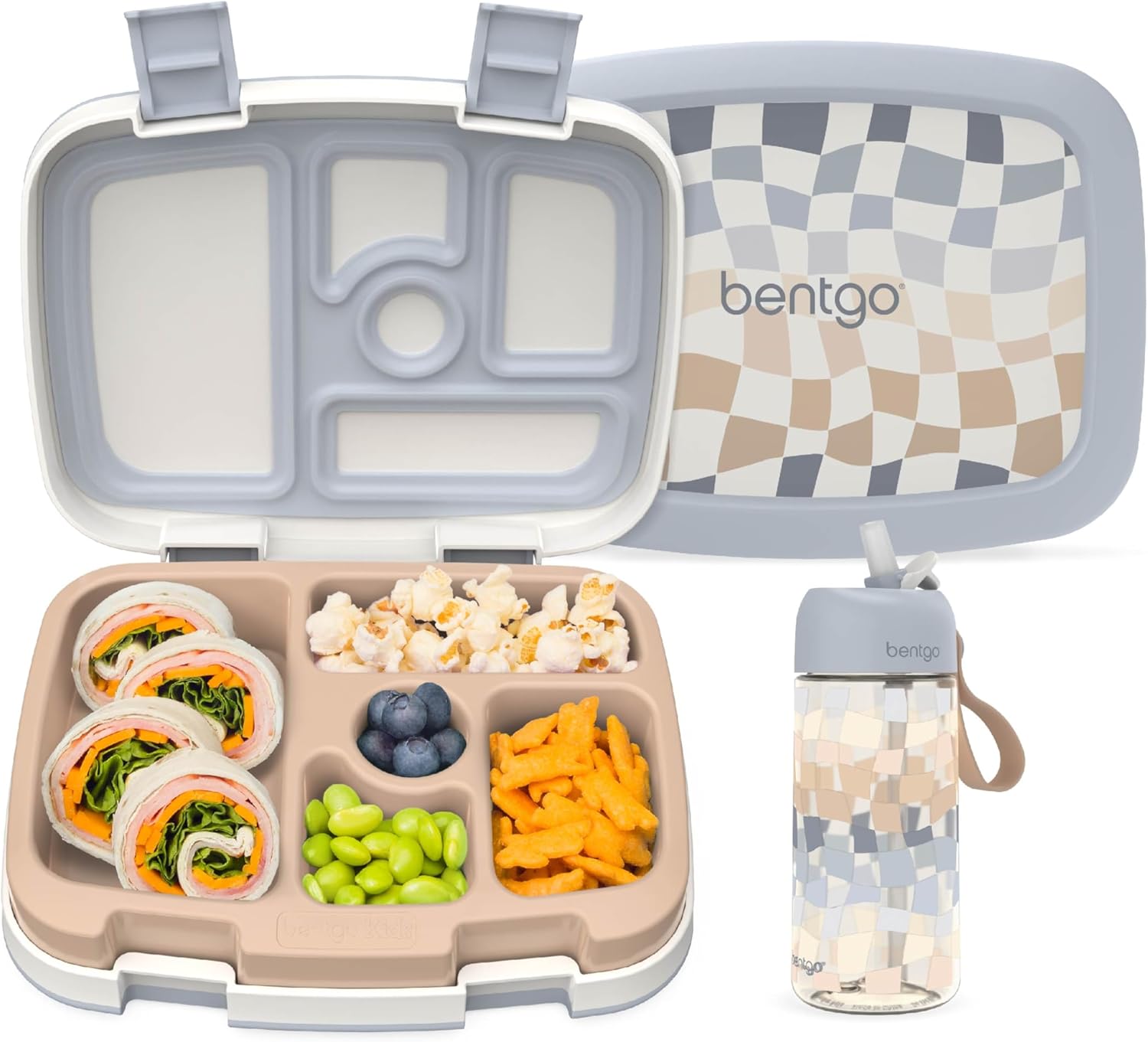Bentgo Kids Prints Lunch Box Set With Water Bottle (Checker Gradient)