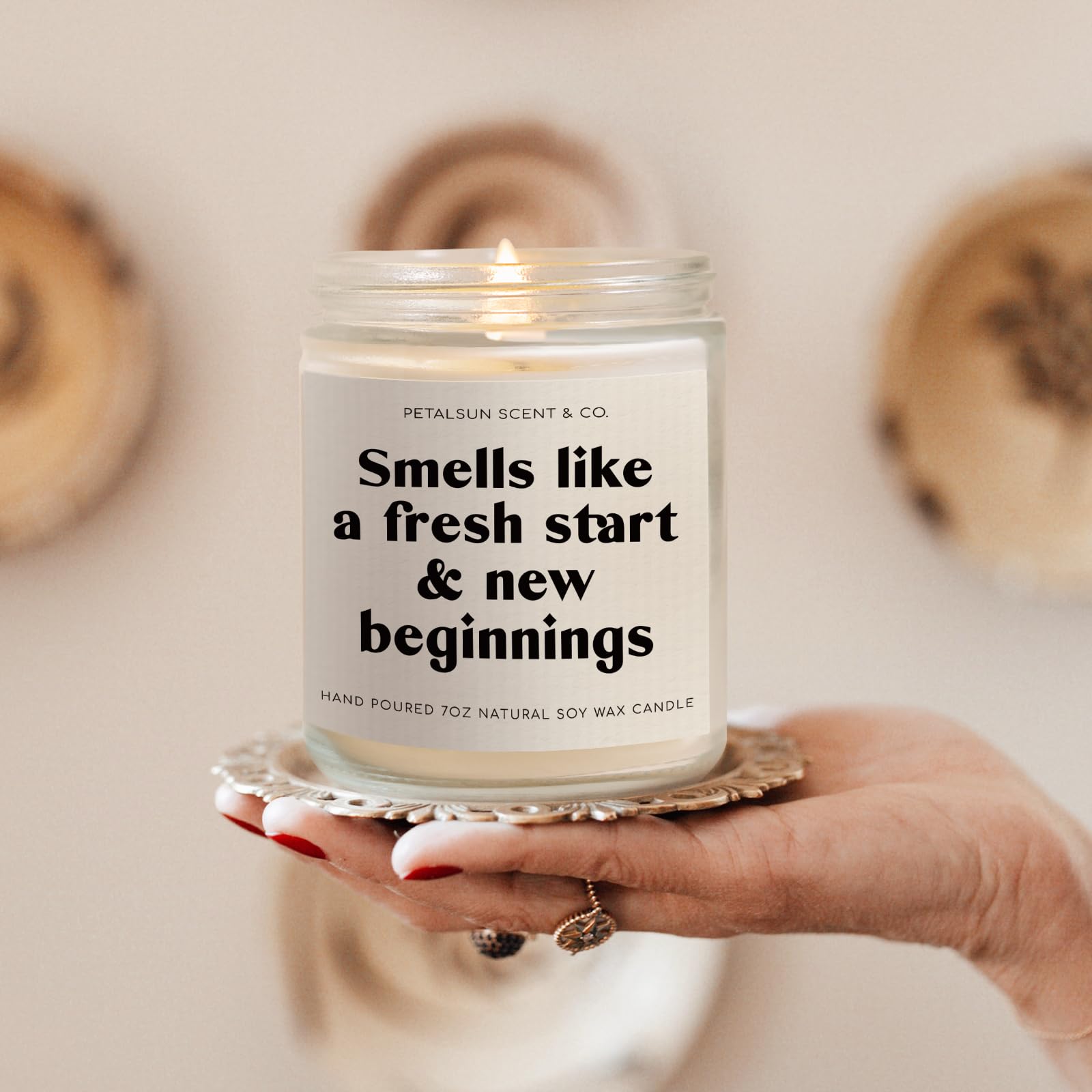 PETALSUN Divorce & New Beginnings Gifts for Women - Handmade Lavender Natural Soy Wax Candle(7oz) - Breakup, New Job, Going Away Gifts for Women, Friends