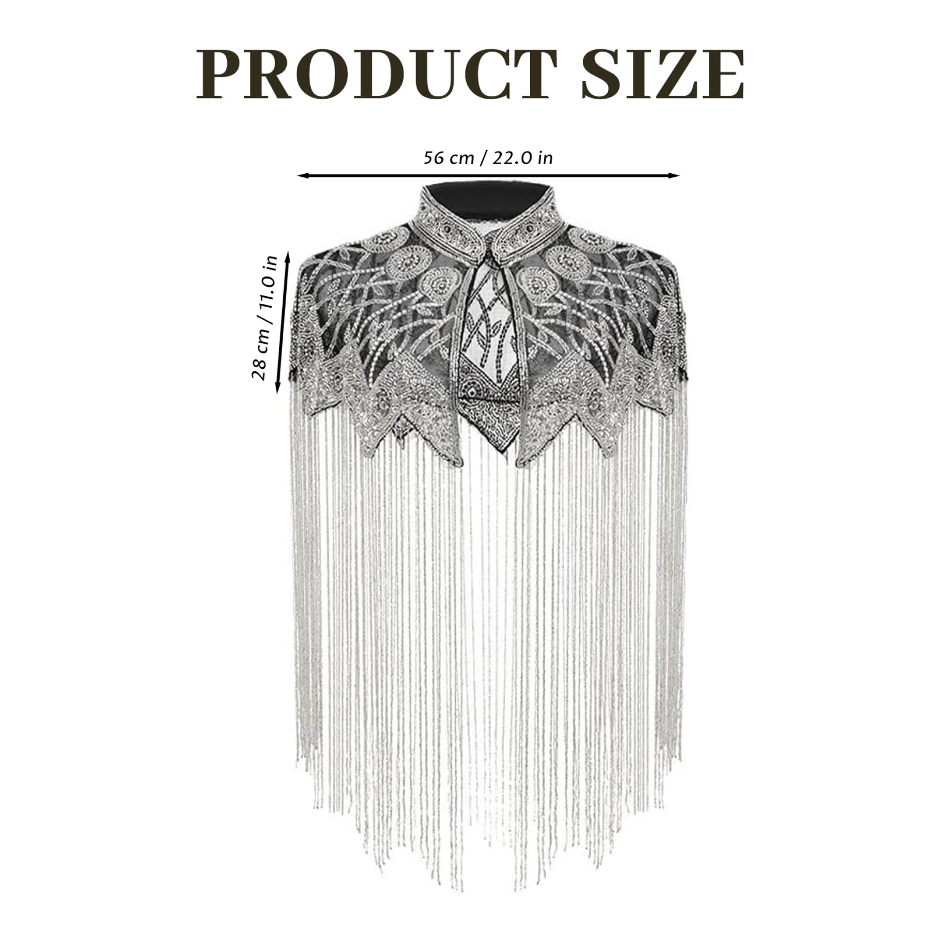 Châle perlé – Châle à paillettes vintage à franges des années 1920, pour réception de mariage, événements formels