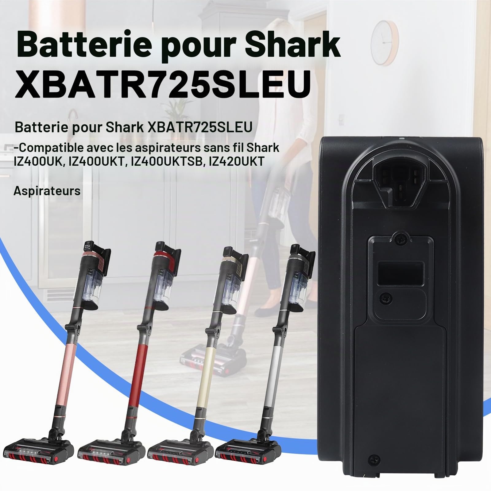 Batterie Lithium-ION de Rechange 25,2 V 3500 mAh pour Shark XBATR725SLEU/XBATR725SL, Batterie Compatible avec Les aspirateurs sans Fil IZ400UK, IZ400UKT, IZ400UKTSB, IZ420UKT