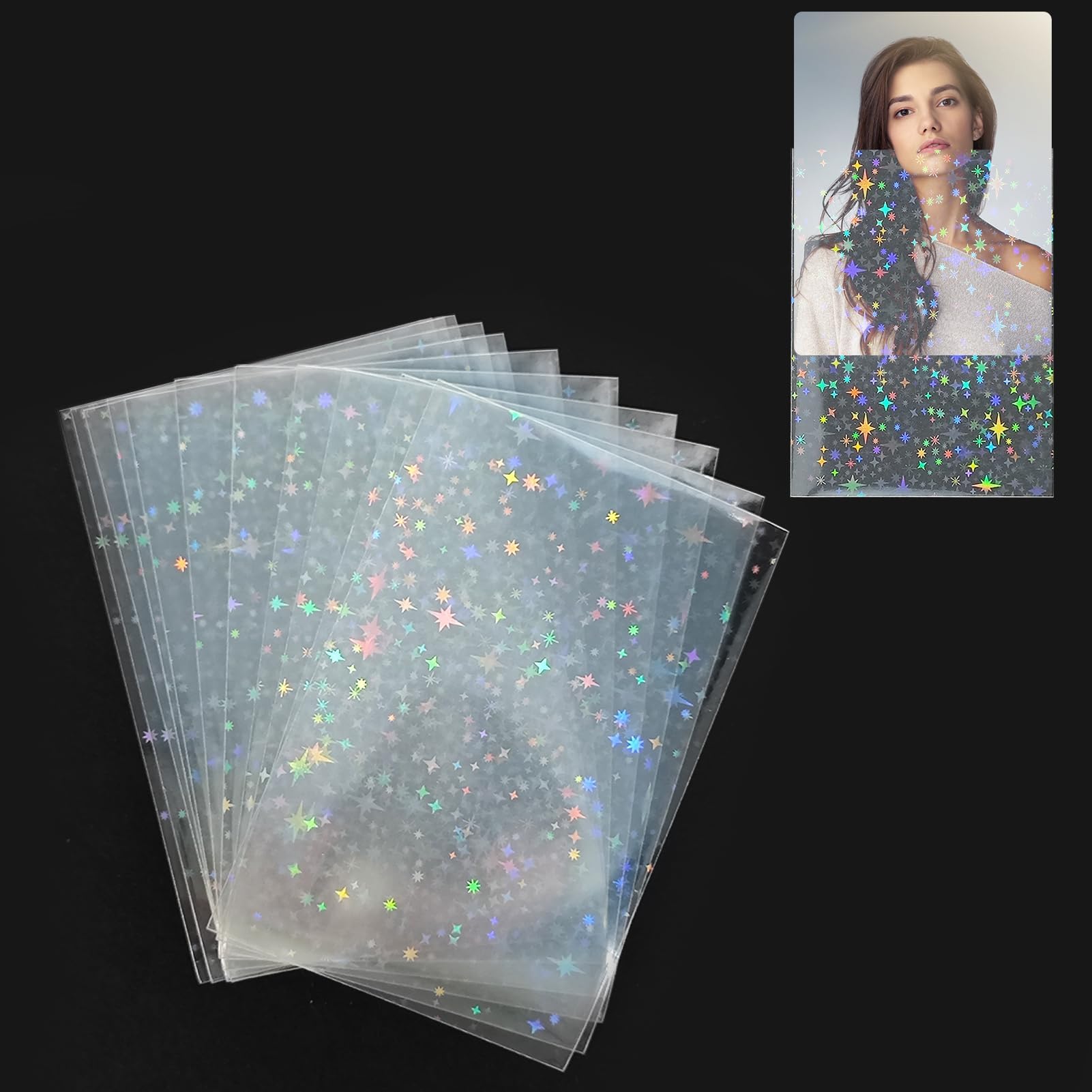 100 Pieces Photo Card Pouches, 56 x 87 mm Transparent Card Protector for Kpop 200 Microns Collecting Card Idol Business Card Cover Photo Card Film Star