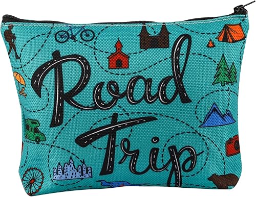 Miniatura 2 de Regalo para amantes de los viajes, viaje por carretera, camping, viaje, senderismo, amante de la cremallera, bolsa de maquillaje, Beige, Viaje por