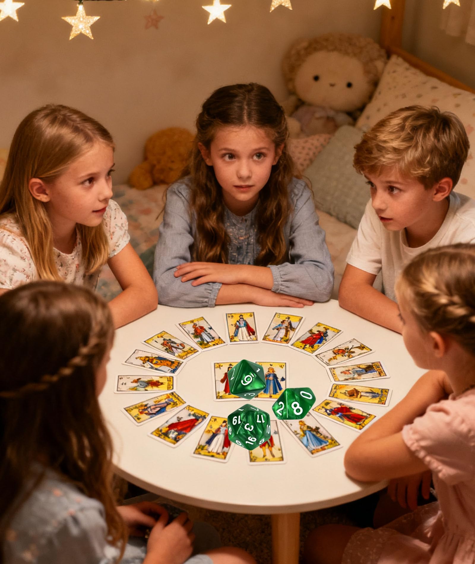7PCS Dice Set, Tabletop Gaming Sessions, Travel Gaming Accessories, Polyhedral Dice, It can be Given as a Gift to Others, Essential for Tabletop Games(Green) 4