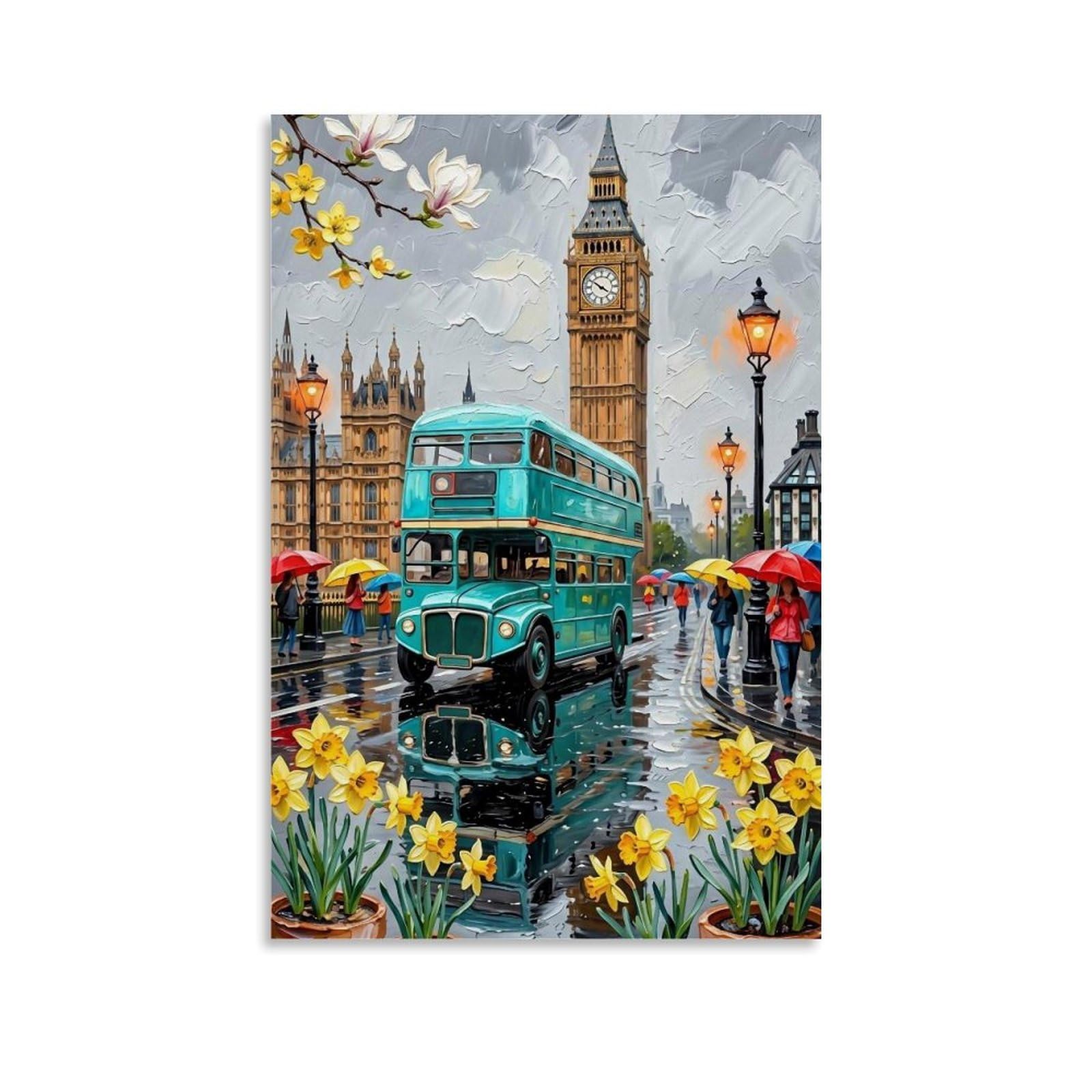 HUERYRYHY Beautiful London 01 Poster Wall Art Canvas Vintage Aesthetic Painting Decor for Rooms 24x36inch Unframe-style