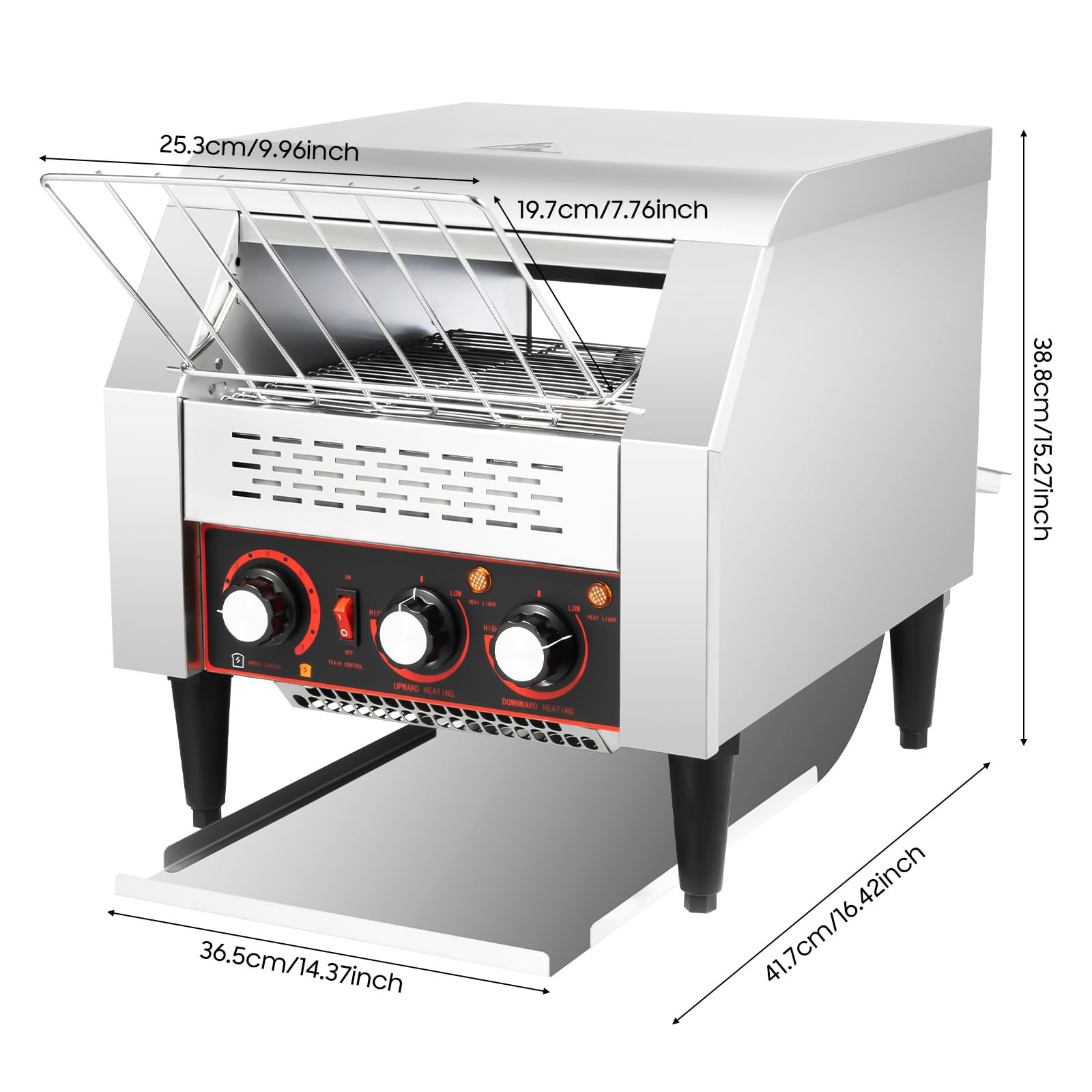 300 Slices/Hour Commercial Conveyorized Toaster Oven, 2200W Dual Ducted Stainless Steel Heavy Duty Industrial Toaster Oven, Countertop Electric Restaurant Equipment, for Bagels, Bread Baked Goods