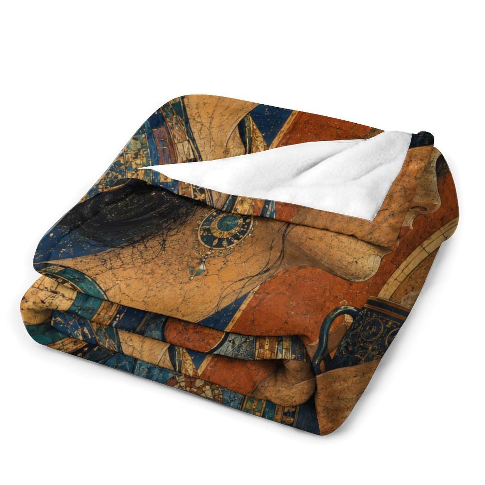 Donna elegante con tazza da tè Coperta Arte del mosaico Coperta TV Calda | coperta divano morbida con Fascino d'epoca, per divano, letto, relax quotidiano, 175x200cm(70x80in)