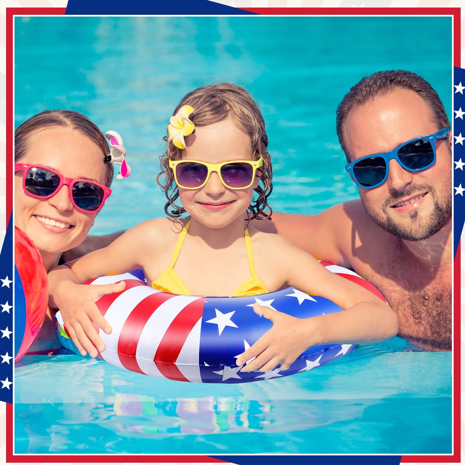 For Outdoor 4 Pack Inflatable USA Pool Float Tube USA Flag Swimming ...