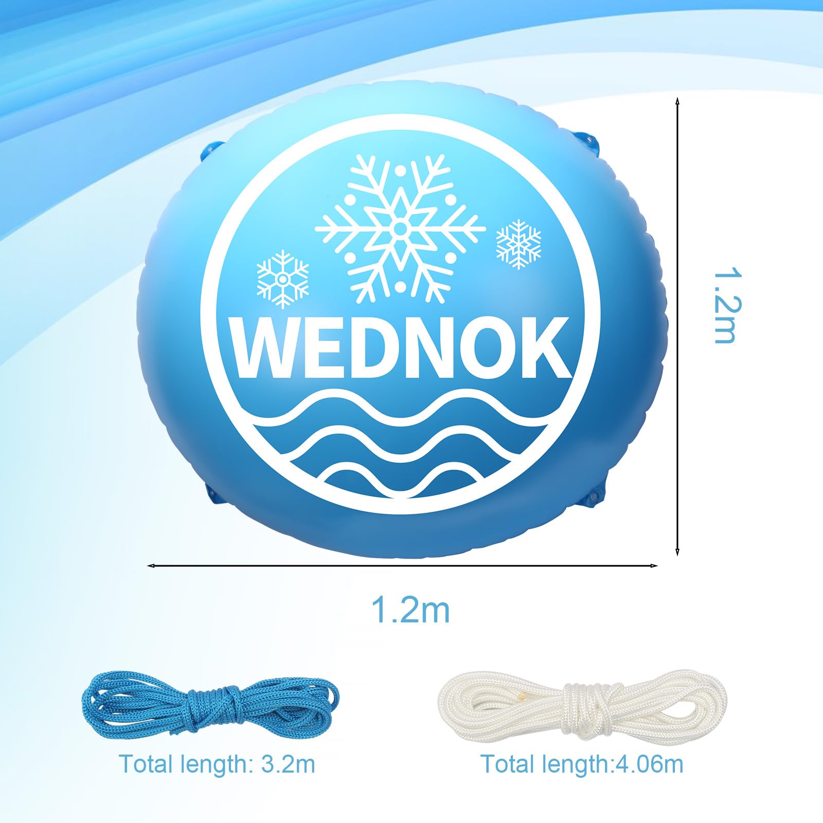 2 cojines de invierno para piscina, 1,2 m, resistentes al invierno, redondos, hinchables, con 2 cuerdas de 15 m, resistentes al frío, almohadillas para piscina para cubierta de piscina, lona de