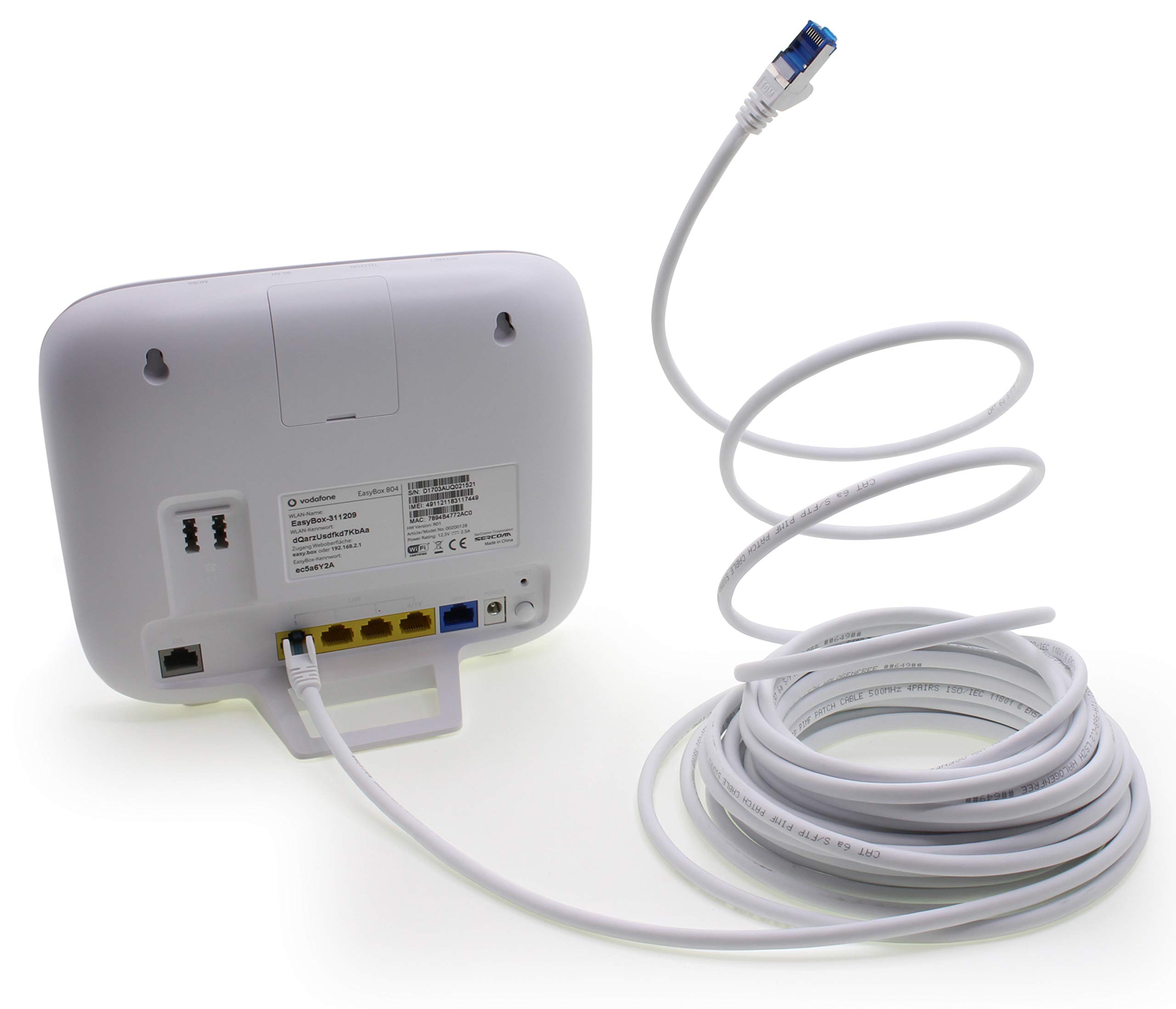 1aTTack.de 7,5 m - CAT.6 - Cavo di rete LAN Ethernet Gigabit RJ45 CAT 6 Cavo patch A 10000 Mbit s Sftp Pimf 500 MHz compatibile con CAT5 CAT6 CAT7 Cat8 bianco - 10 pezzi