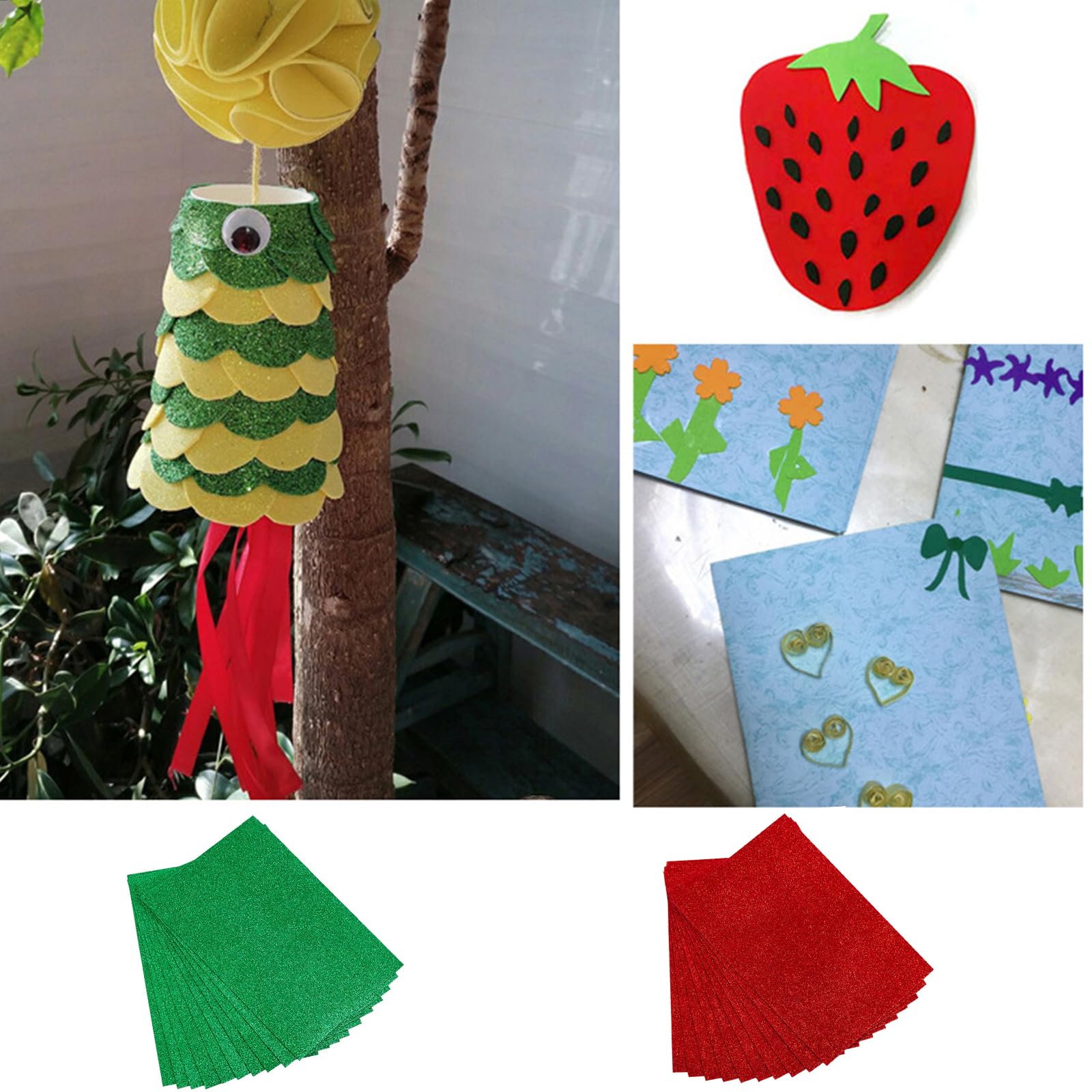 10 Pcs Glitter Foam Sheets EVA Foam Sheets A4 Craft Foam Paper for DIY Crafts Scrapbooking, White