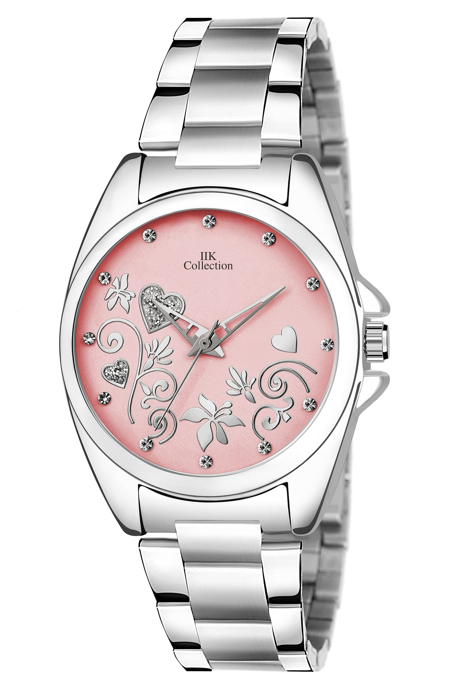 IIK COLLECTION Elegant Analog Round Studded Dial with Stainless Steel Bracelet Chain Strap Girls & Womens Wrist Watch (B09WJ4YGQJ) Amazon Price History, Amazon Price Tracker