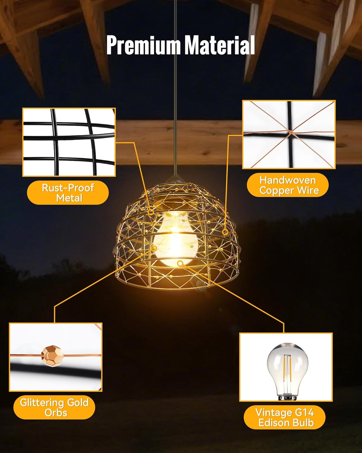 Solar Pendant Light Indoor Outdoor, 4/6/8 H Timer, Dimmable Bohemian Hanging Solar Shed Gazebo Chandelier Lights Outdoor Waterproof for Patio, Porch, Gazebo, Pergola, Kitchen Decor Lighting