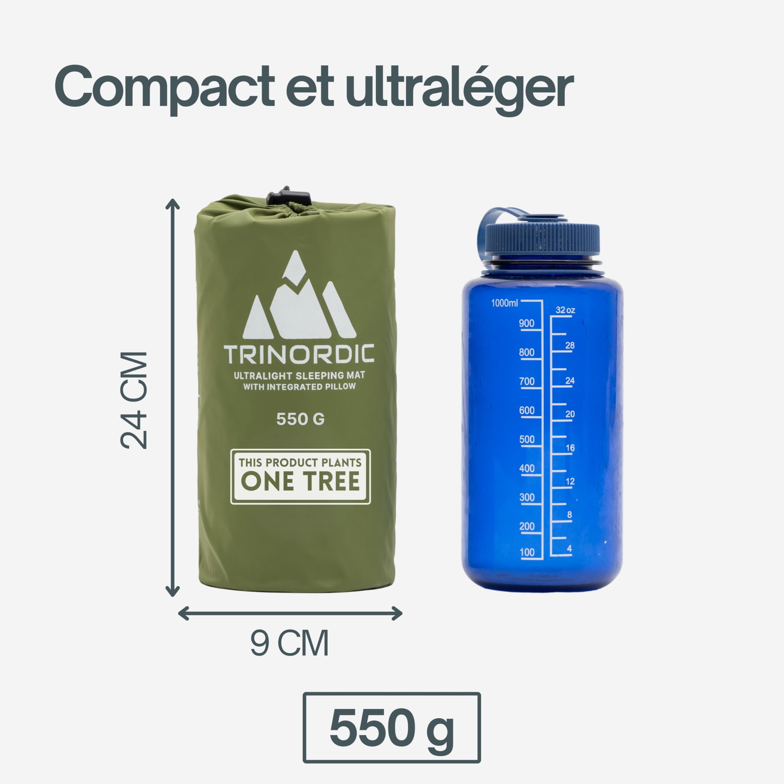 TRINORDIC Tapis de Camping Gonflable Ultraléger avec Oreiller - Matelas Pneumatique Simple pour Un Confort Optimisé - Matériel de Camping Durable et Léger pour Aventures en Plein Air