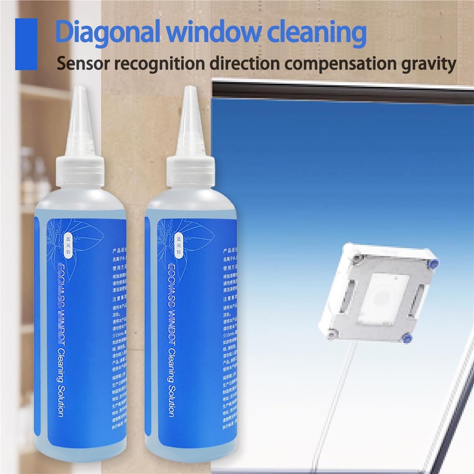 230 ml Fensterreinigungslösung, kompatibel mit Ecovacs Winbot W2 Omni, Pro, W1, W1s, Mini, Fensterreinigungsroboter-Reinigungsflüssigkeit, Reinigungsmittel, 2 Stück