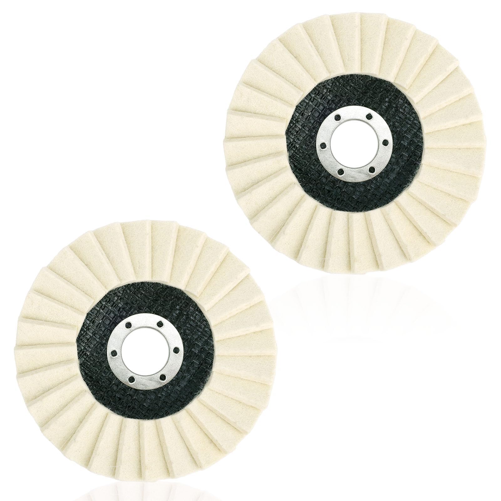 5pcs Wool Felt Polishing Discs, 4.53in/115mm Wool Felt Flap Polishing Disc for Angle Grinder Metal Marble Stone Furniture Mirror Finish