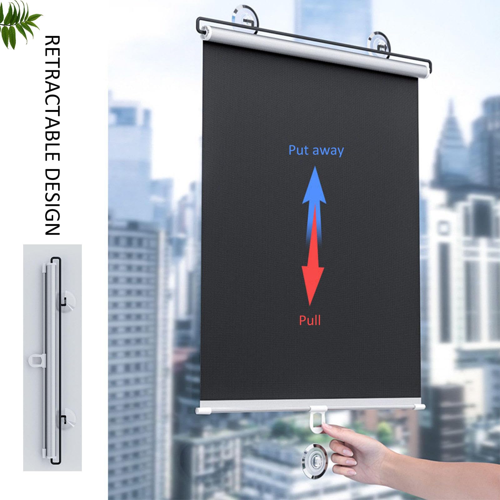 Tenda a Rullo Oscurante Senza Foratura,Tenda Avvolgibile Oscurante Finestre Con Ventose,Tende Per La Privacy,Persiane Temporanee,Tende Da Sole a Scomparsa,Personalizzabili,W×H-68 * 200cm(27 * 79in)