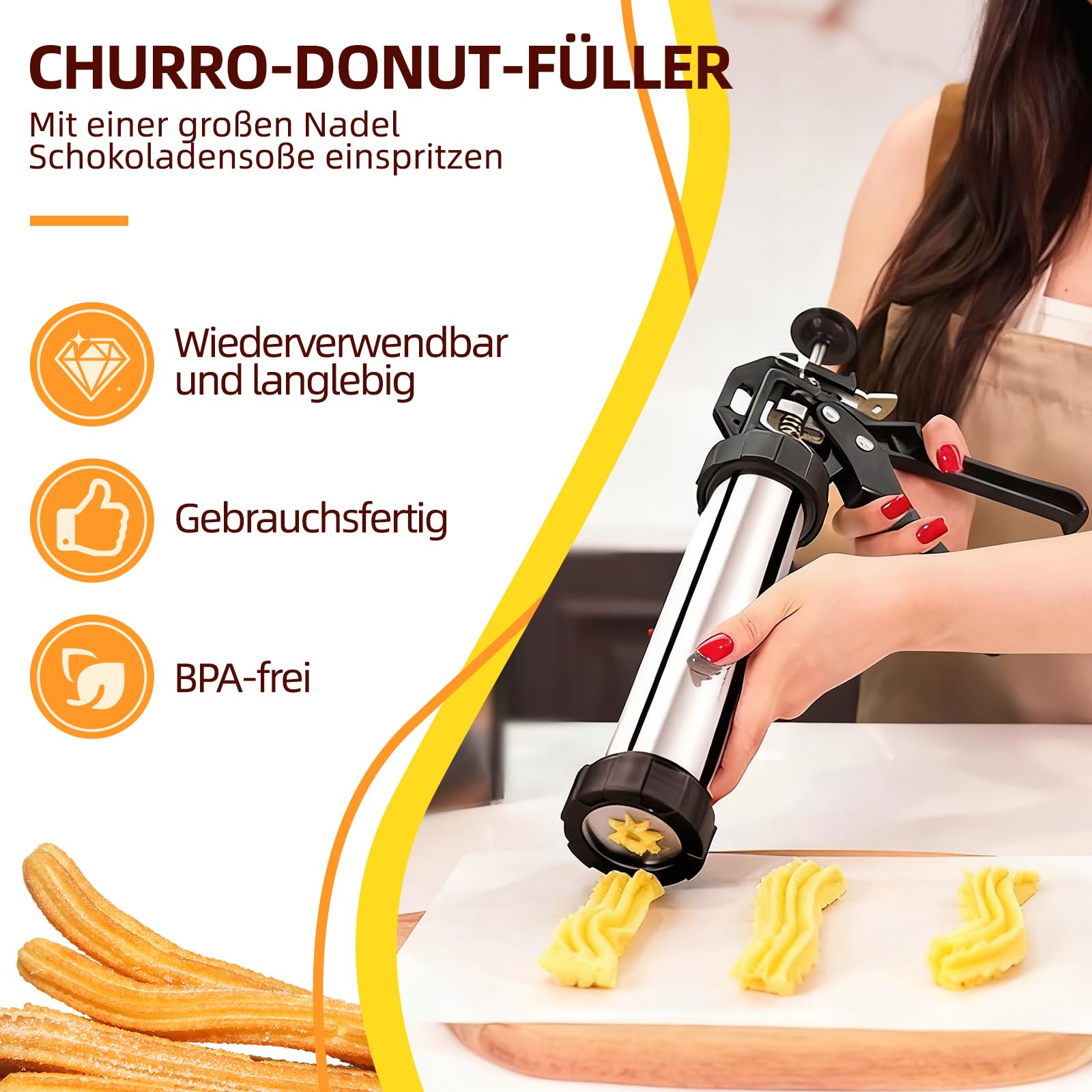 Hochwertig Gebäckpresse für Spritzgebäck 1.2KG Edelstahl Spritzgebäck Presse mit 10 Schablonen, 7 Edelstahl Tüllen, Plätzchenpresse, Backzubehör für Kuchen Dessert DIY Maker Cookie Presse