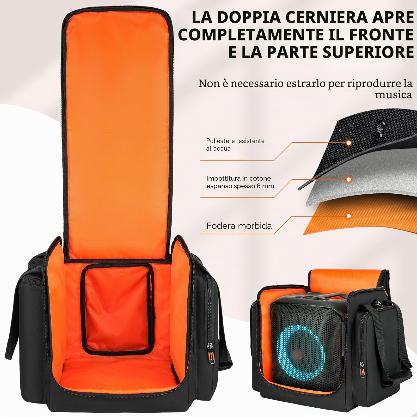 Custodia da viaggio compatibile con JBL Partybox Encore Essential 2/Encore 2,borsa portatile per altoparlante adatta per Encore con tracolla,tasche extra per microfono,caricabatterie,accessori,nero
