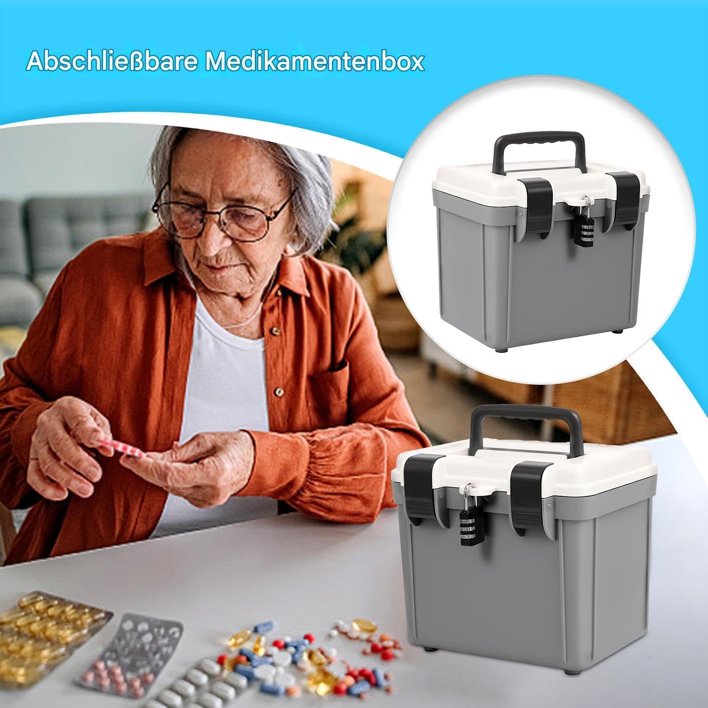 MRKU Botiquín de Primeros Auxilios Familiar, botiquín portátil, armarios de Almacenamiento, Cerradura de combinación genérica