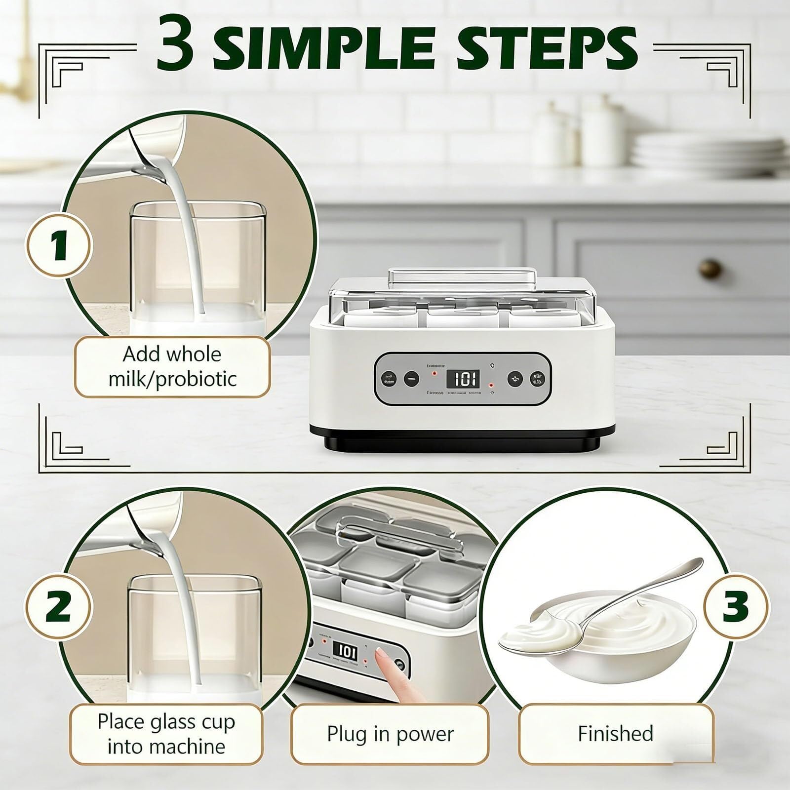 Yogurtiera Multifunzione 1500 Ml, Fermentatore Automatico In Acciaio Inox | Con 6 Vasetti 250 Ml, Display Touch Intelligente E Riscaldamento Costante Ptc, Dispositivo Con Visualizzazione Processo