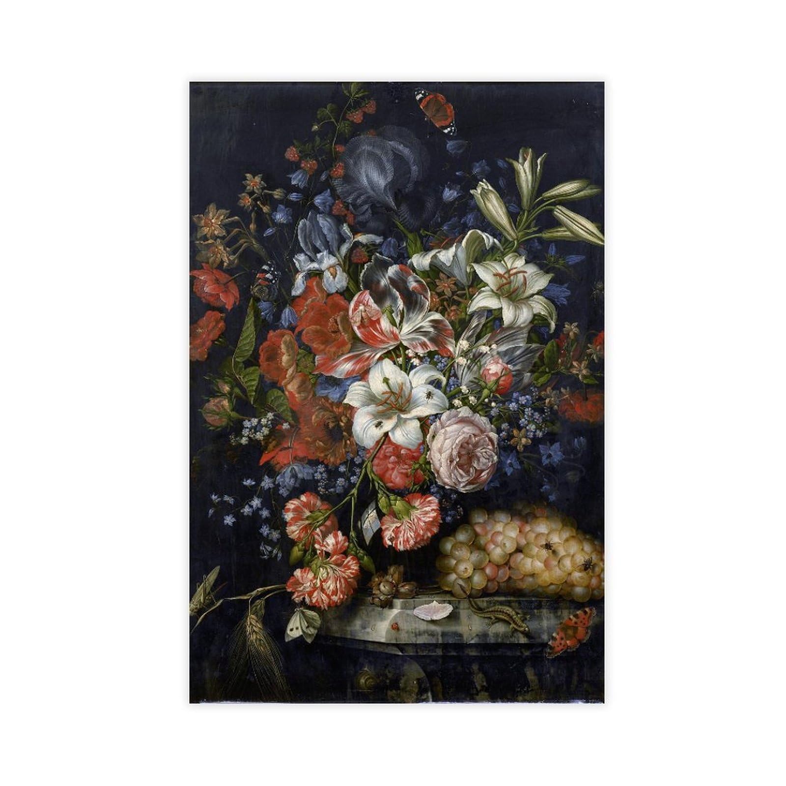 Still Life with Flowers And Fruit Canvas Poster for Dorm Room Decor Gift