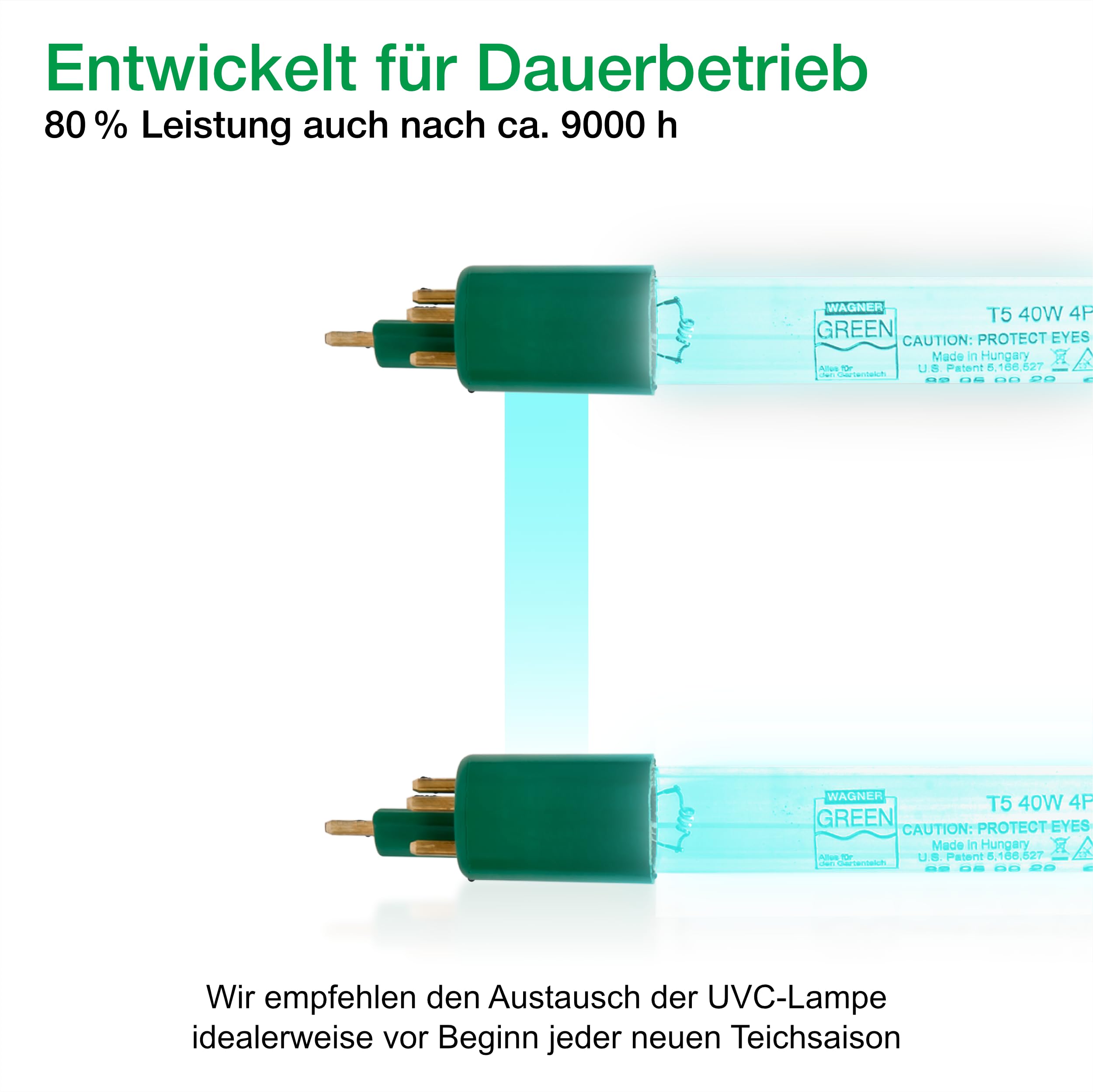 Ersatzlampe Tauchstrahler und Flex-UVC Geräte, Ersatzbrenner für UV-C Klärgeräte von Wagner Green, gegen Algen im Teich (40 Watt)
