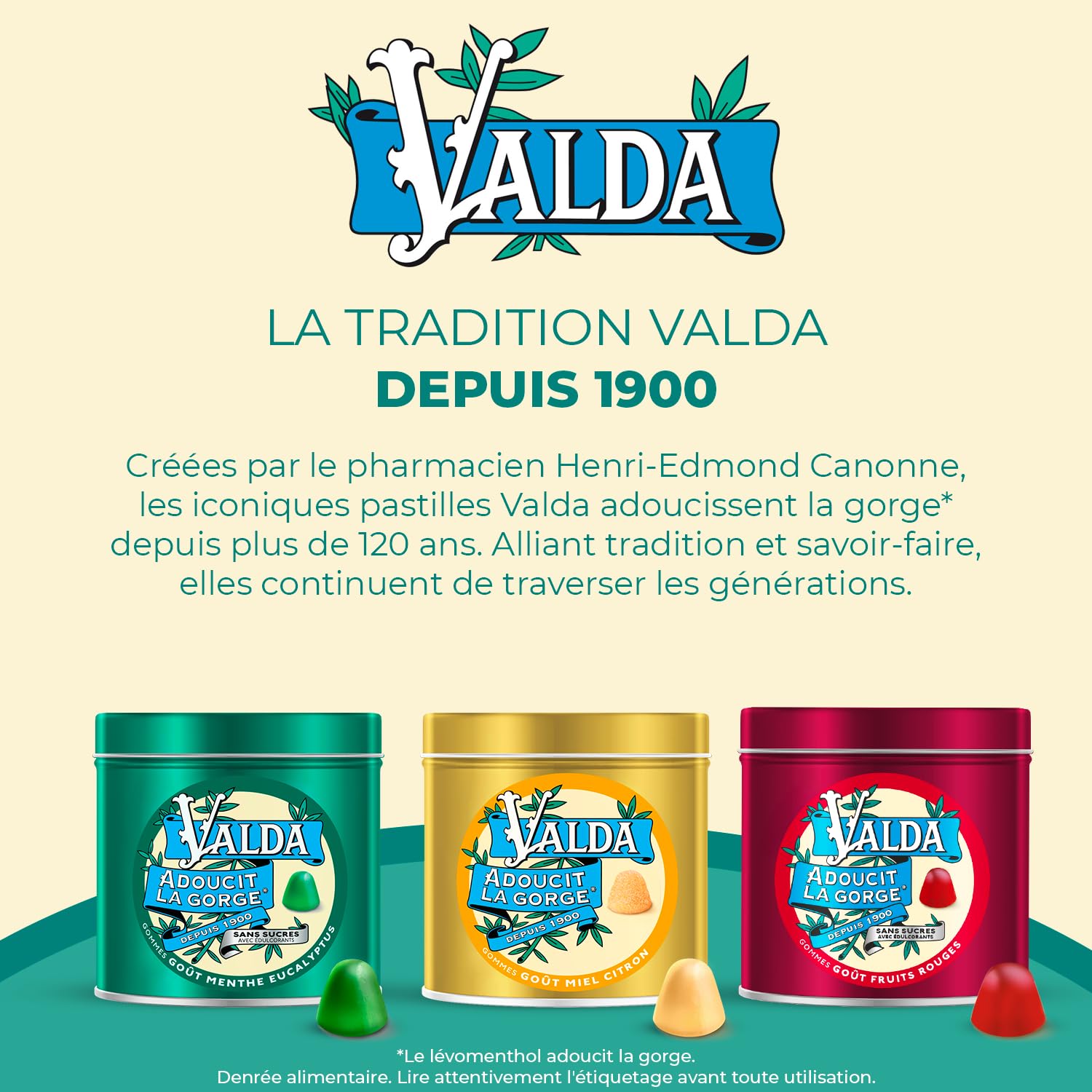 Valda Gommes Avec Sucres Goût Menthe Eucalyptus Adoucit la gorge 140 g