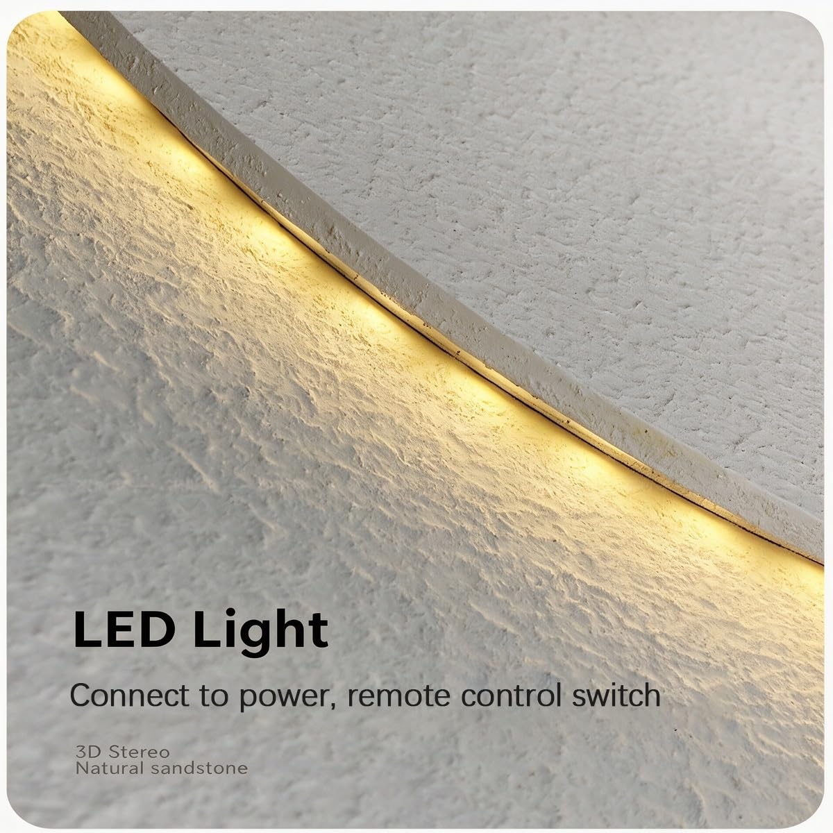 GCXNSKDQN Decoración de pared en arenisca 3D con luces LED y jarrón. | Decoración de estilo cremoso, ambiente LED, para sala de estar, dormitorio, pasillo, restaurantes y estudios.(A,27.6*55.1")