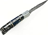 Vista 4 de Cuchillo de bolsillo de acero de Damasco, hecho a mano, cuchillo plegable de alta calidad para hombres, cuchillo al aire libre para camping